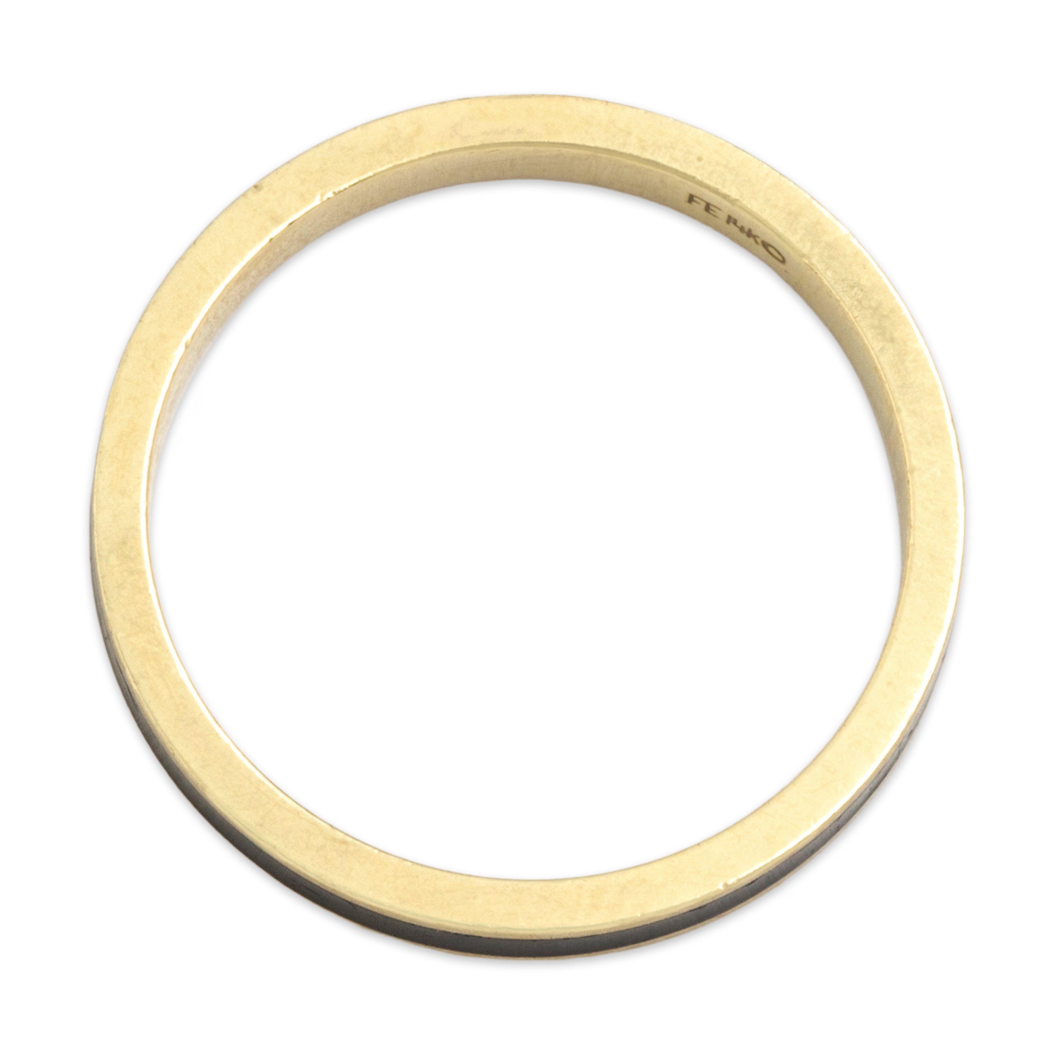 Vintage 14k Yellow Gold Bold Enamel Line Band Ring - detail view #1