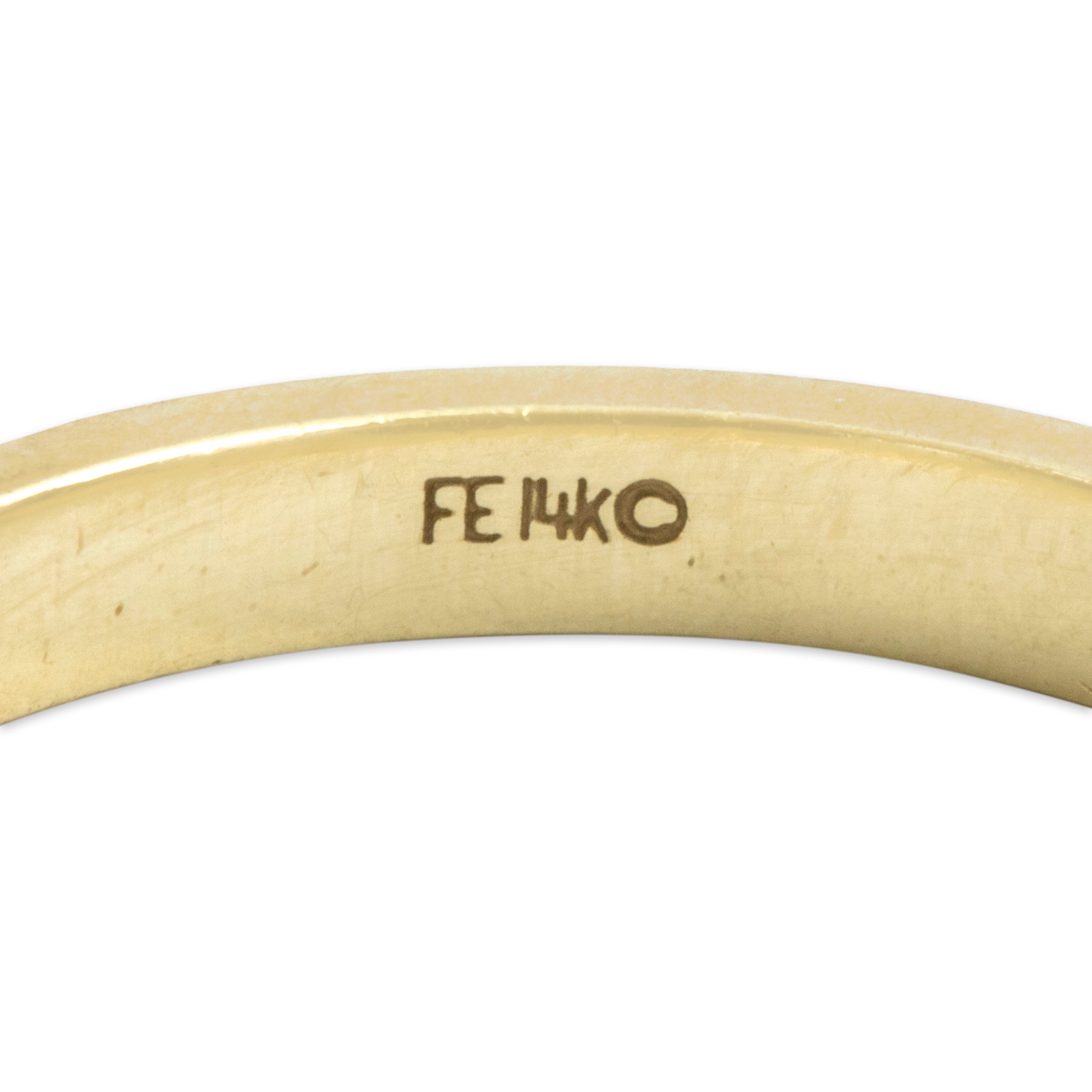 Vintage 14k Yellow Gold Bold Enamel Line Band Ring - Hallmark view