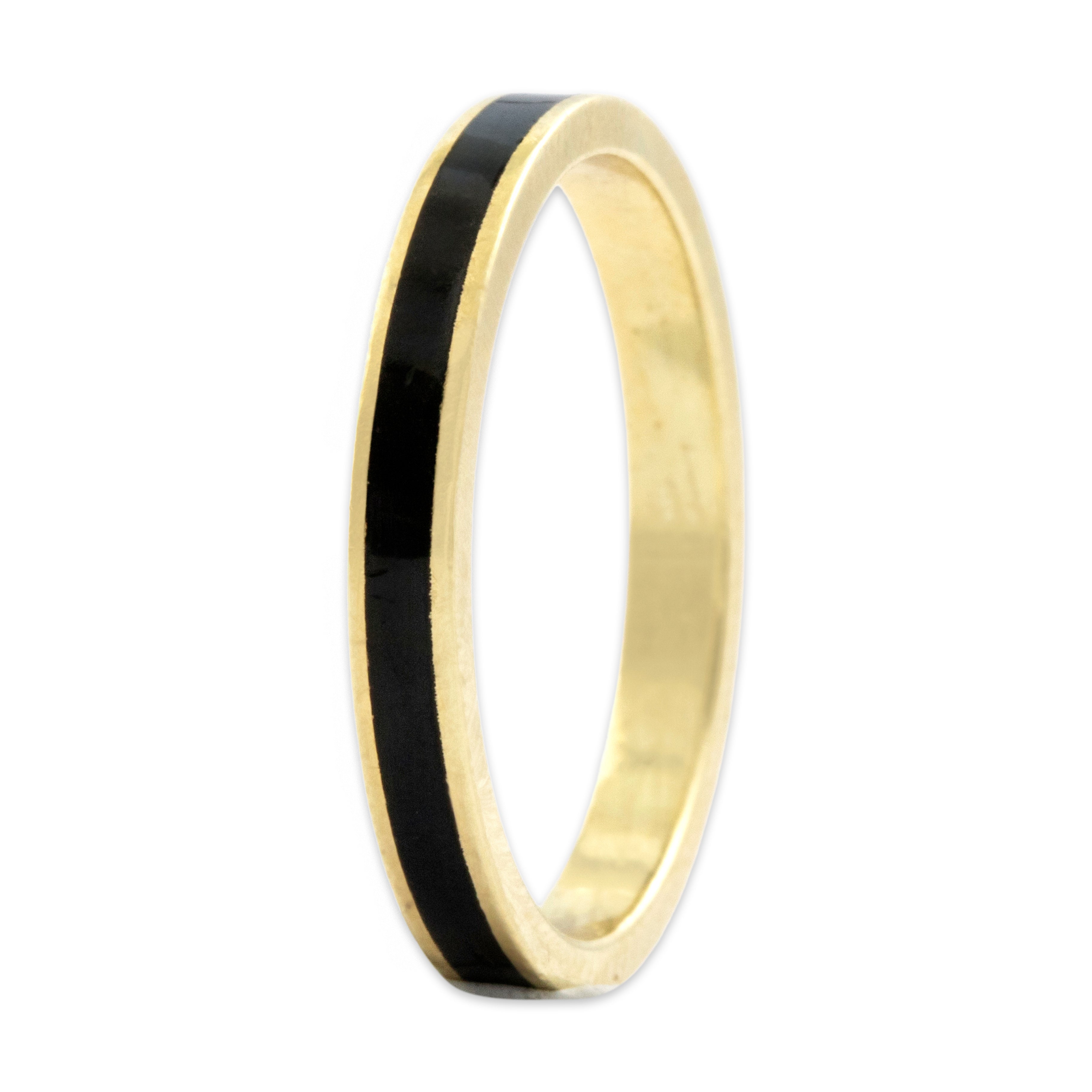 Vintage 14k Yellow Gold Channel-Set Enamel Ring - Overall view