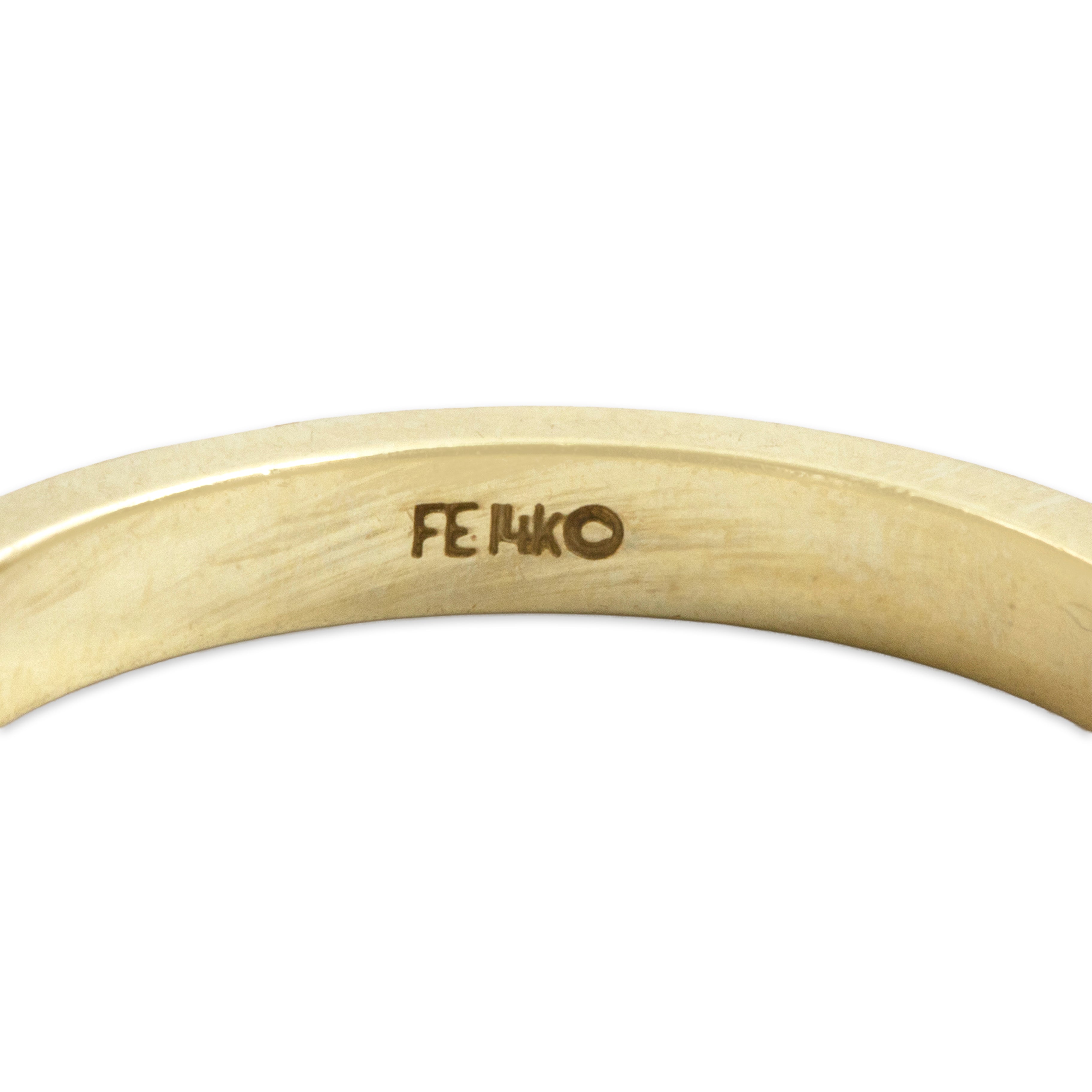 Vintage 14k Yellow Gold Channel-Set Enamel Ring - Hallmark view