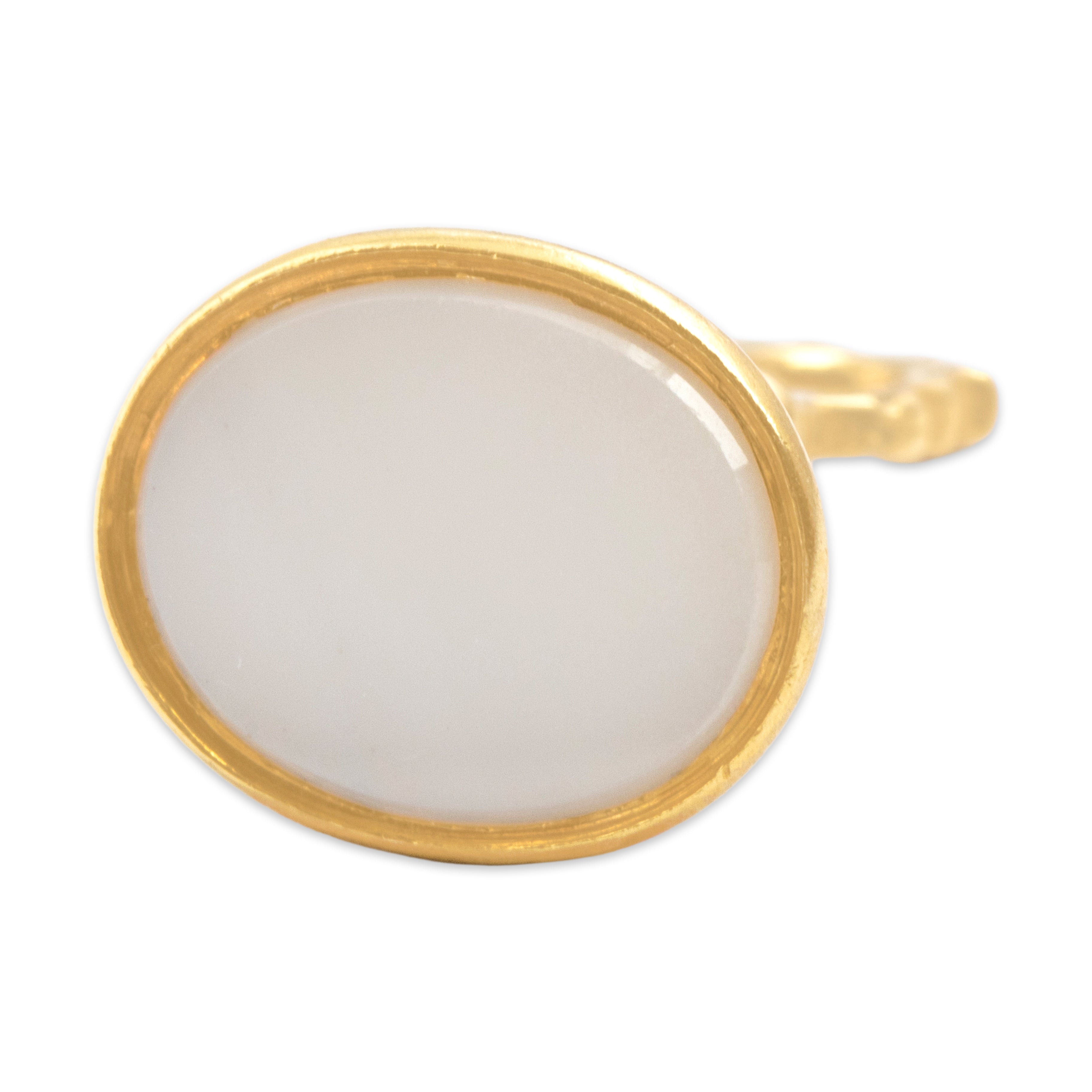 Antique 18k Yellow Gold White Chalcedony Ornate Enamel Watch Fob Pendant - detail view #1