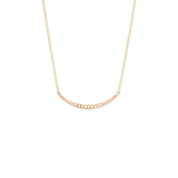 Antique 14k Rosy Yellow & Yellow Gold Pearl Graduated Crescent Necklace 18