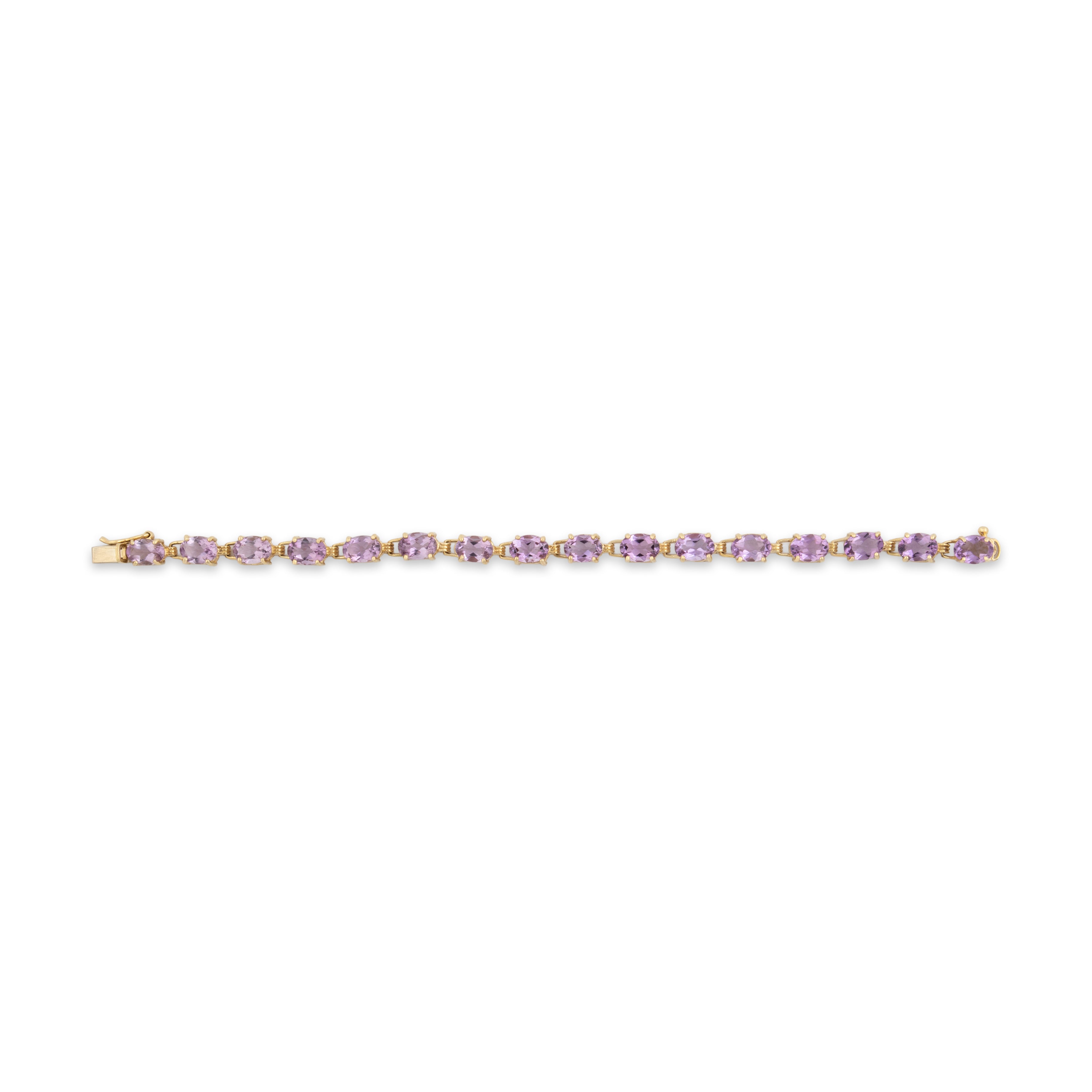 Vintage 10k Yellow Gold 9.65cttw Amethyst Dazzling Oval Line Bracelet - Overall view