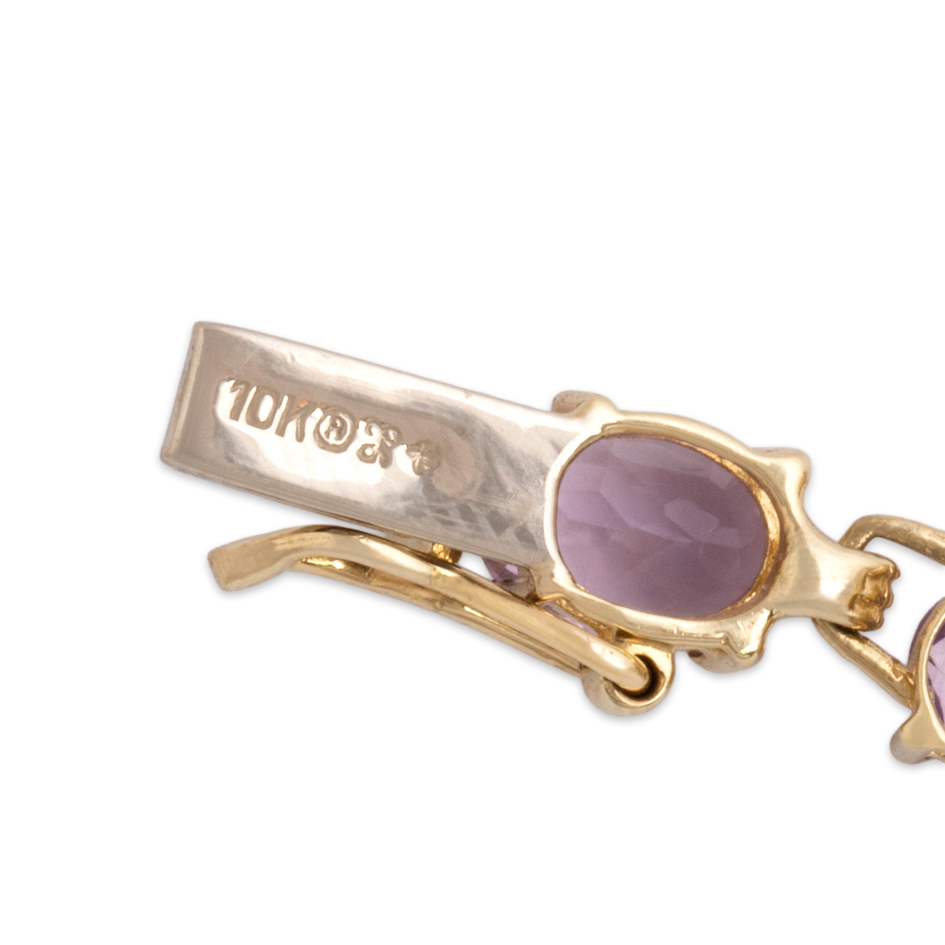 Vintage 10k Yellow Gold 9.65cttw Amethyst Dazzling Oval Line Bracelet - Hallmark view