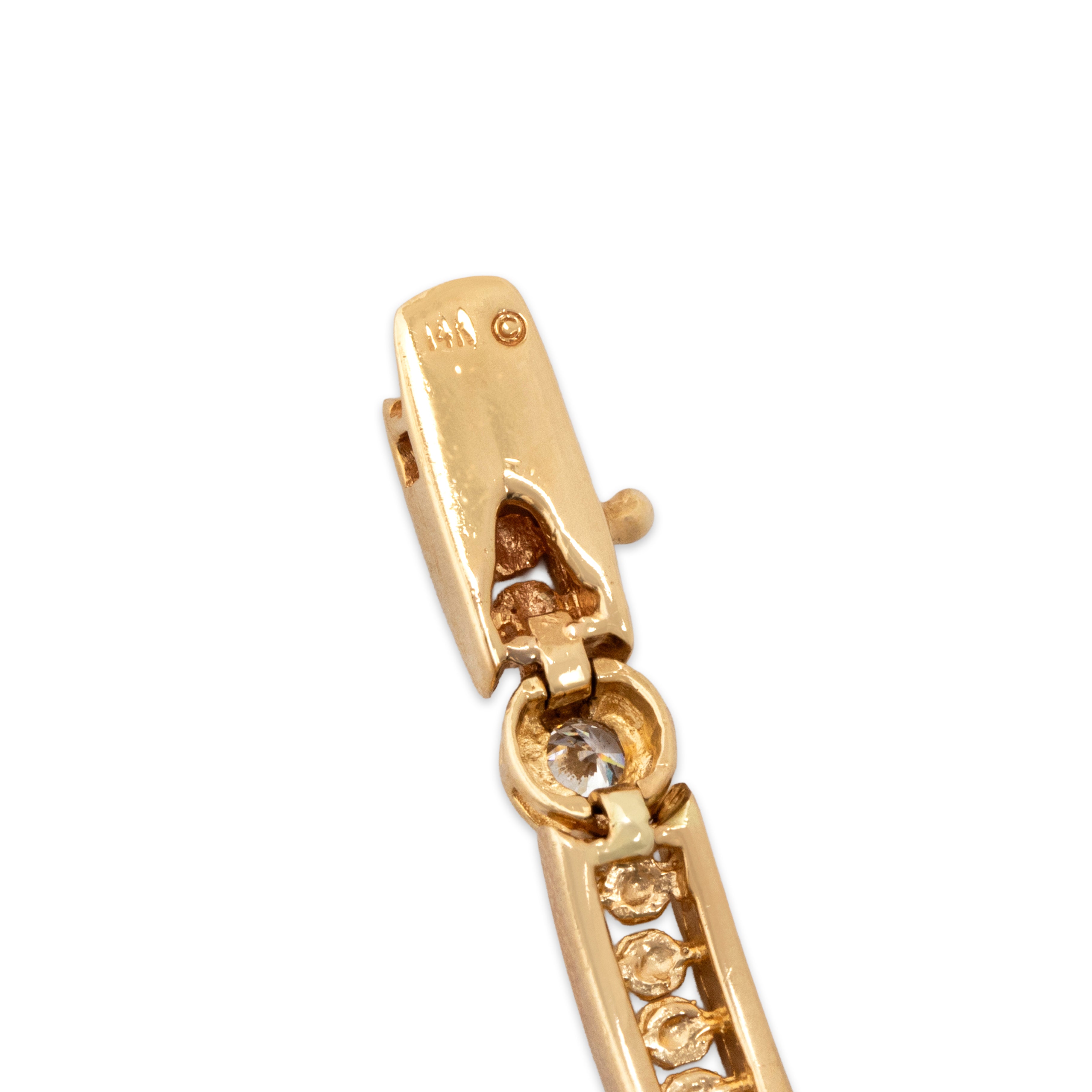 Vintage 14k Yellow Gold 1.04cttw Diamond Dot Detail Station Bracelet - Hallmark view