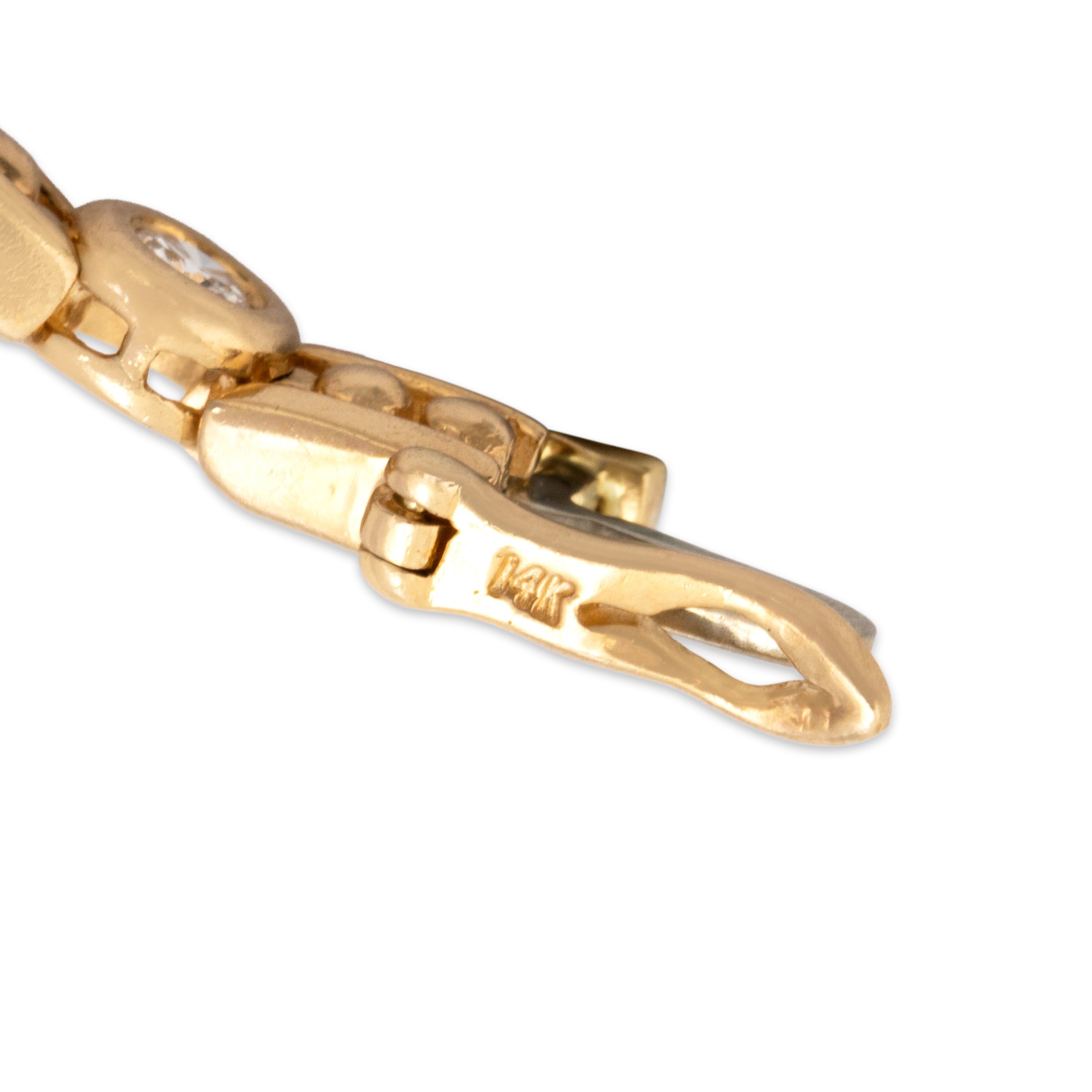 Vintage 14k Yellow Gold 1.04cttw Diamond Dot Detail Station Bracelet - Hallmark view