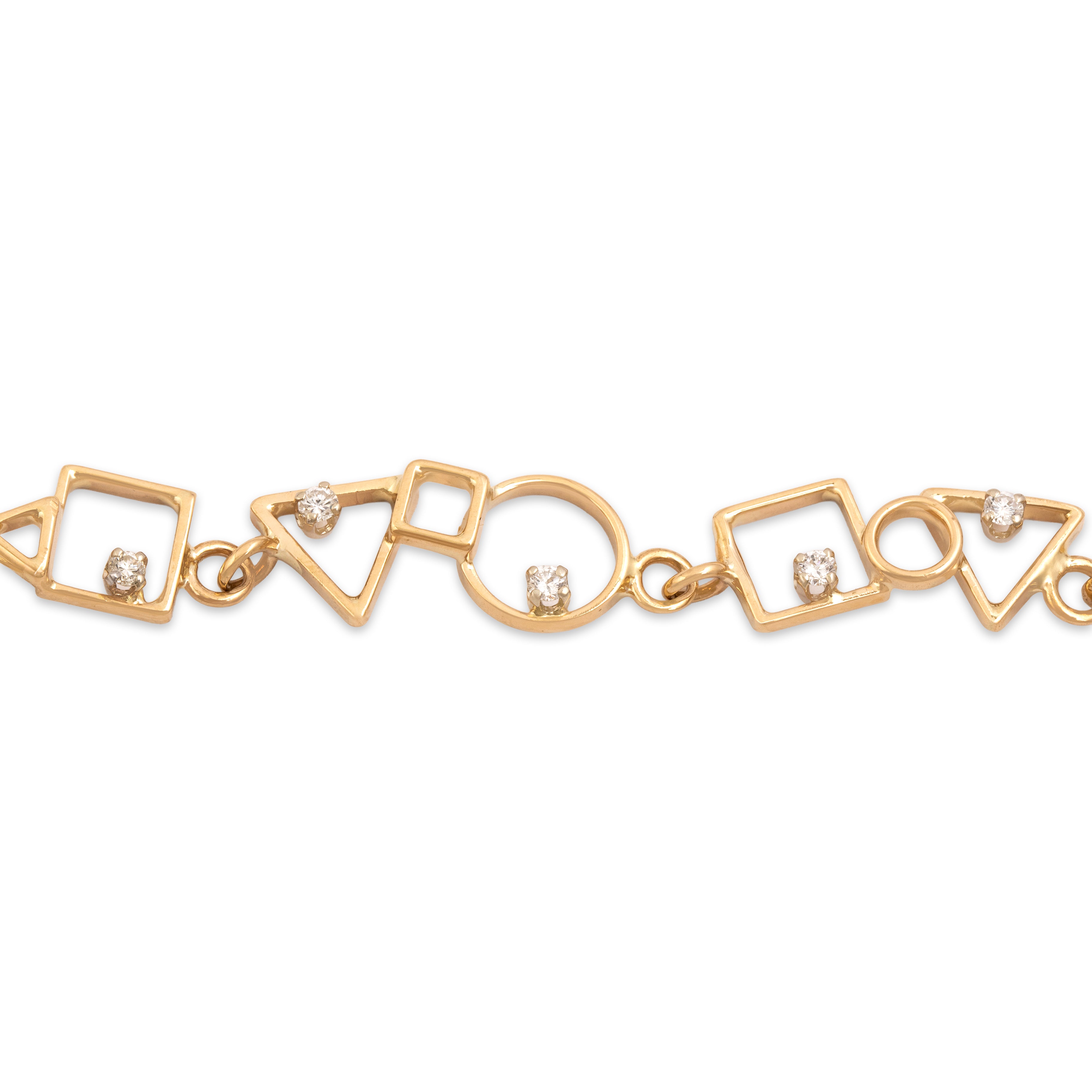 Vintage 14k Yellow Gold .58cttw Diamond Geometric Link Bracelet - detail view #1