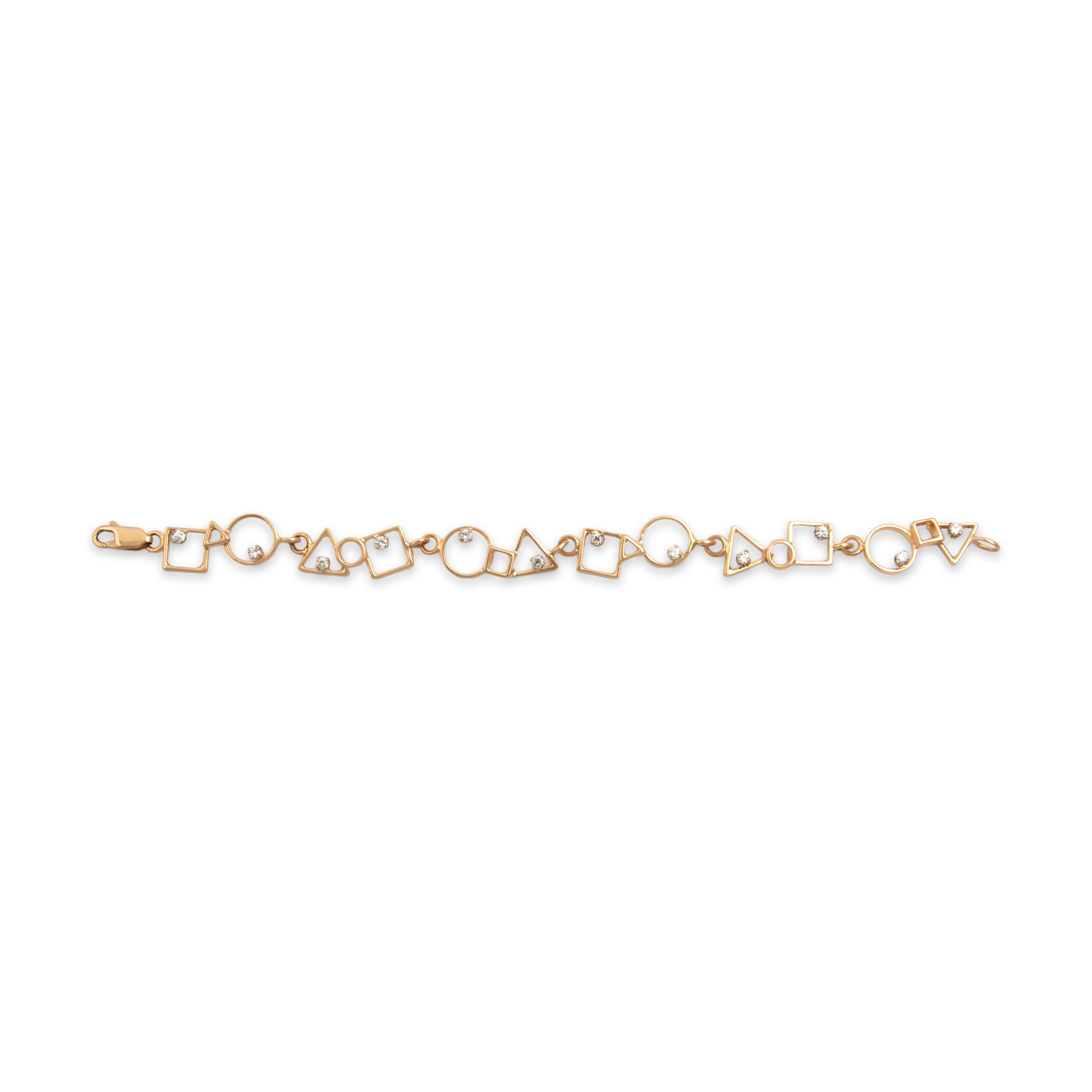 Vintage 14k Yellow Gold .58cttw Diamond Geometric Link Bracelet - Overall view