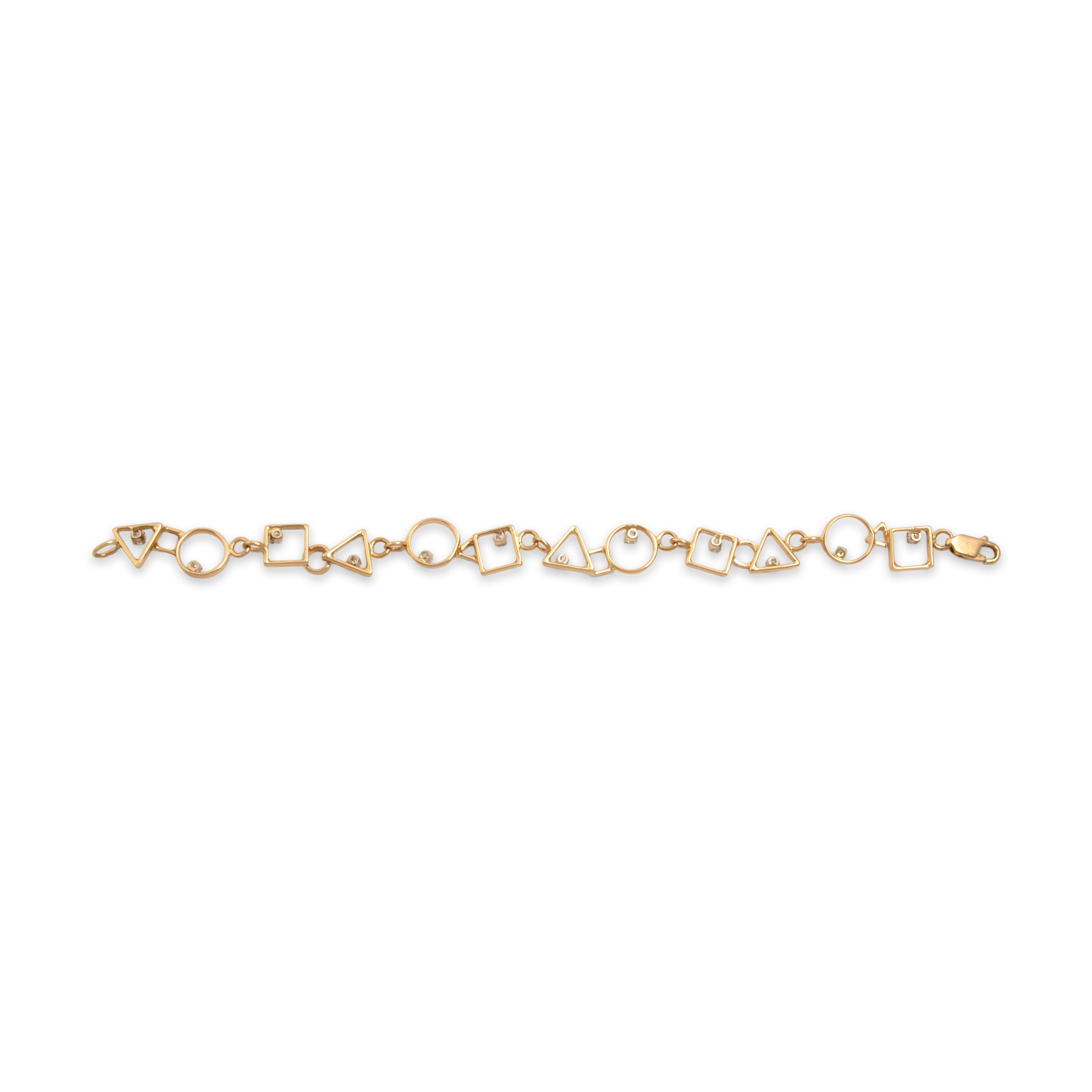Vintage 14k Yellow Gold .58cttw Diamond Geometric Link Bracelet - Overall view