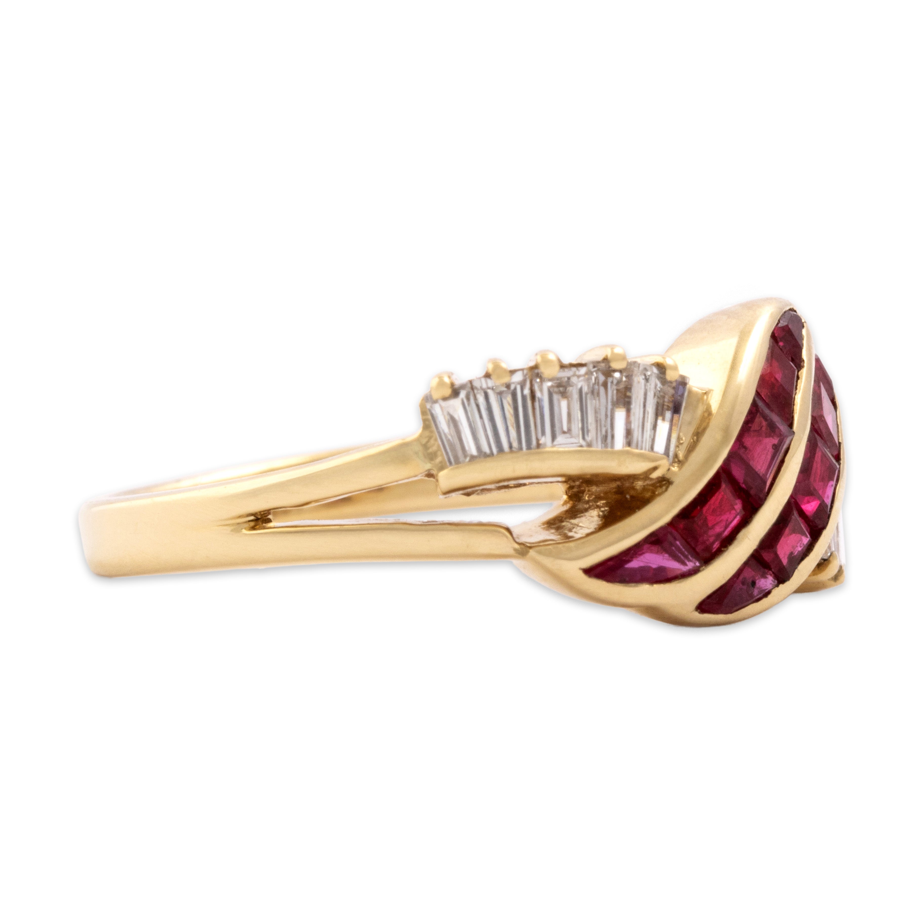 Vintage 14k Yellow Gold [Custom Carat] Swooping Overlay Ring - Side view