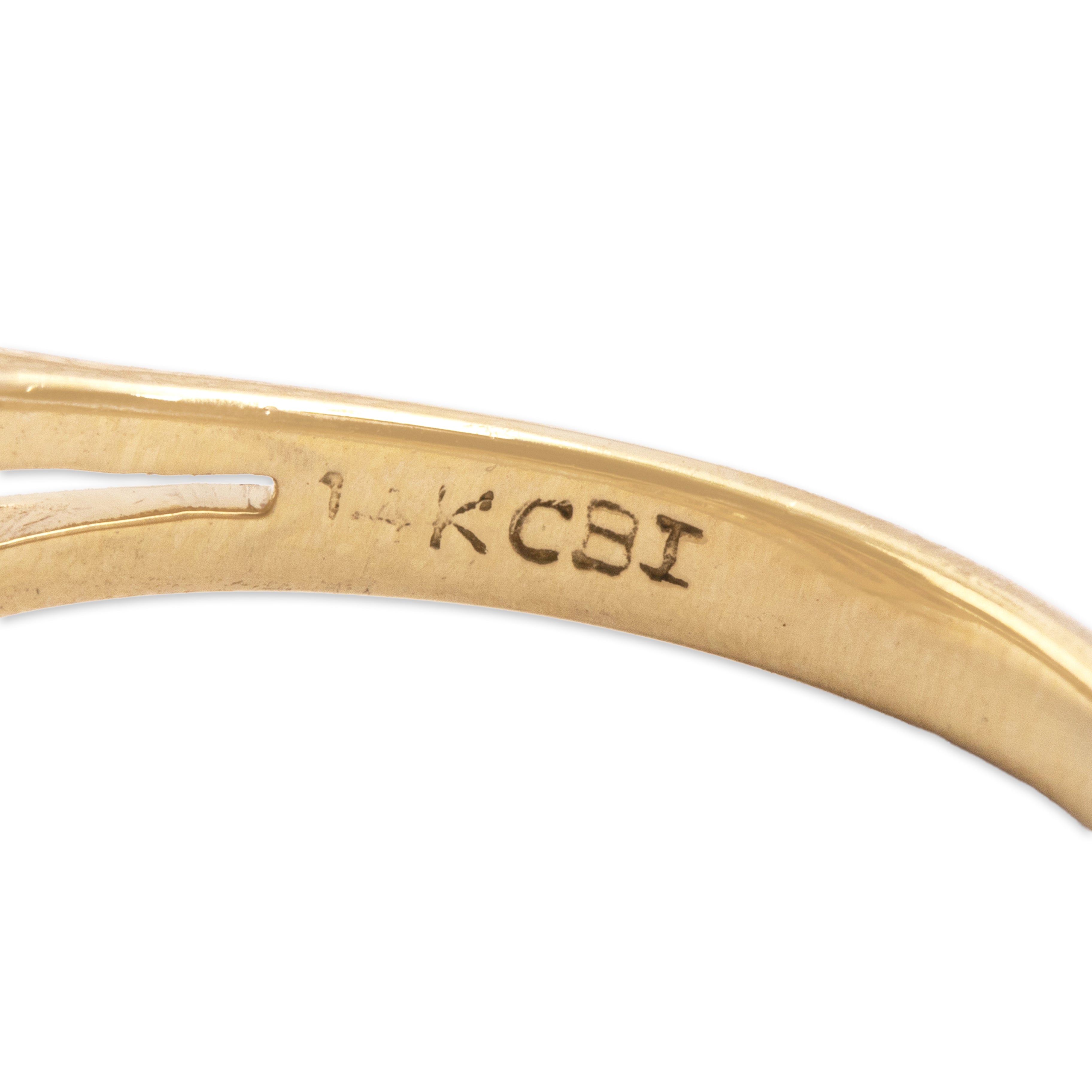 Vintage 14k Yellow Gold [Custom Carat] Swooping Overlay Ring - Hallmark view