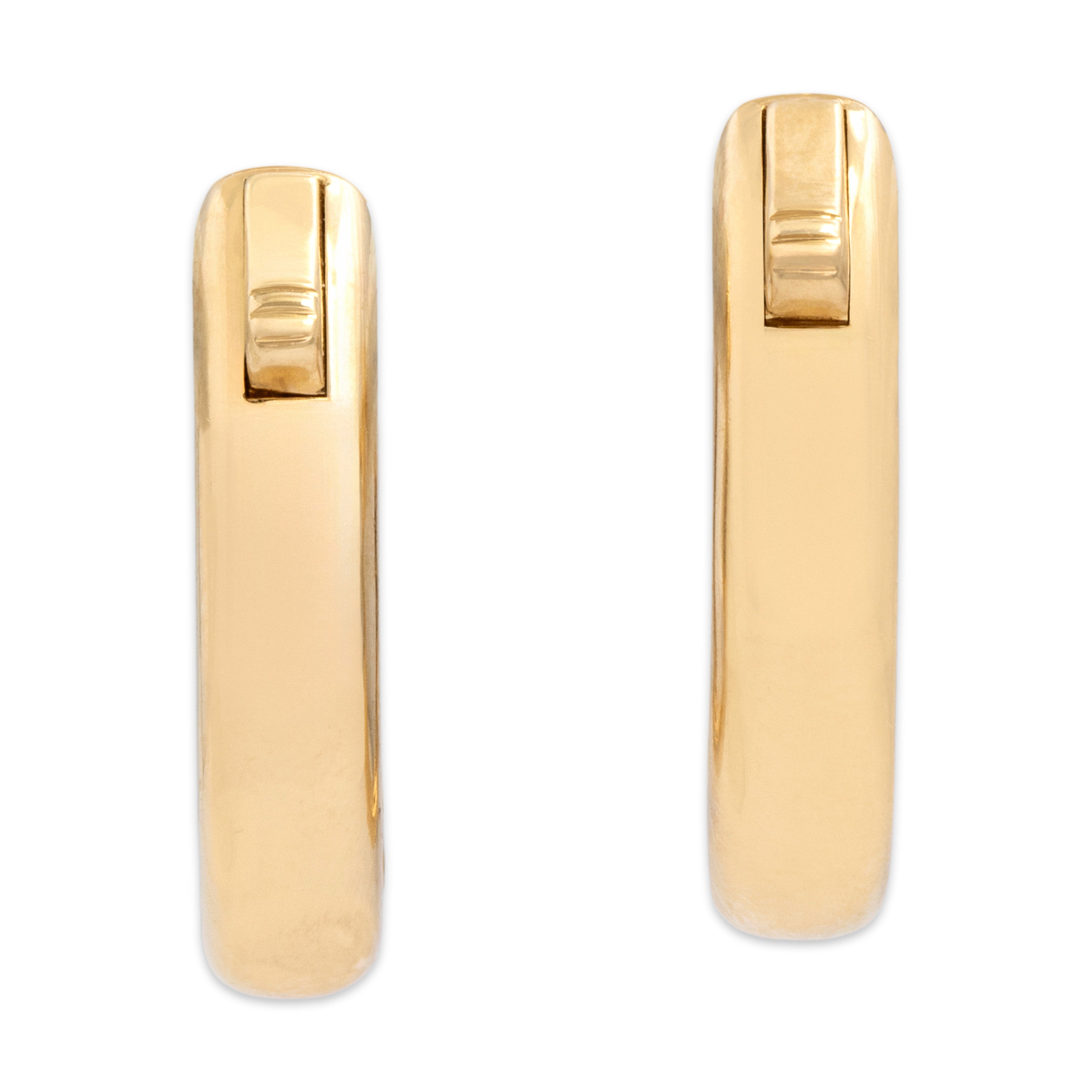 Estate 14k Yellow Gold Diamond Adorned Oval Hoop Earrings - Back view