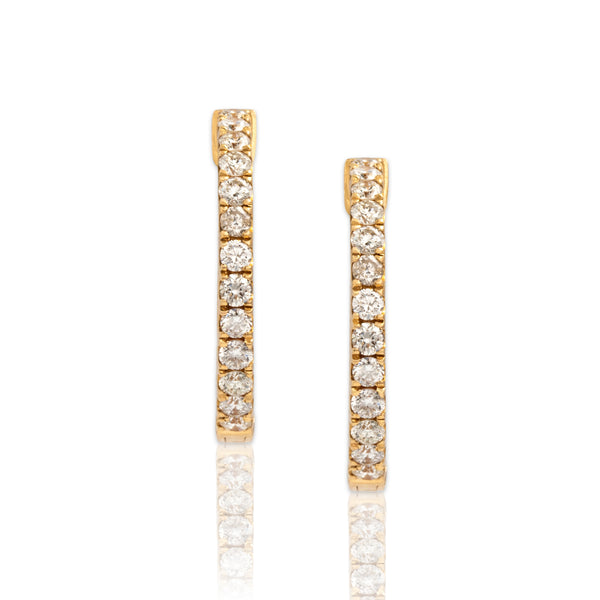 Estate 14k Yellow Gold 1.10cttw Diamond Chic Sparkle Hoop Earrings