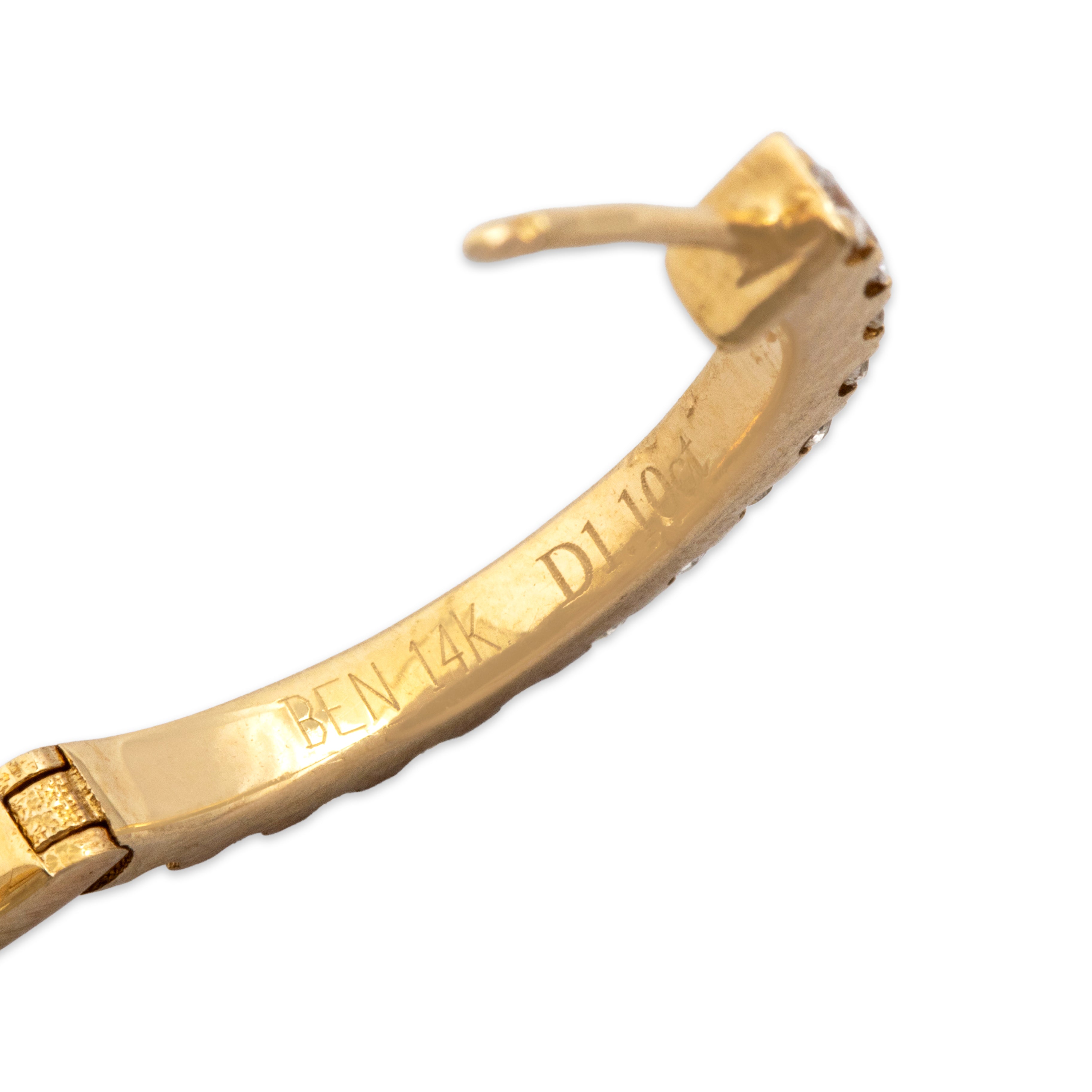Estate 14k Yellow Gold 1.11cttw Diamond Chic Channel Set Sparkle Hoop Earrings - Hallmark view