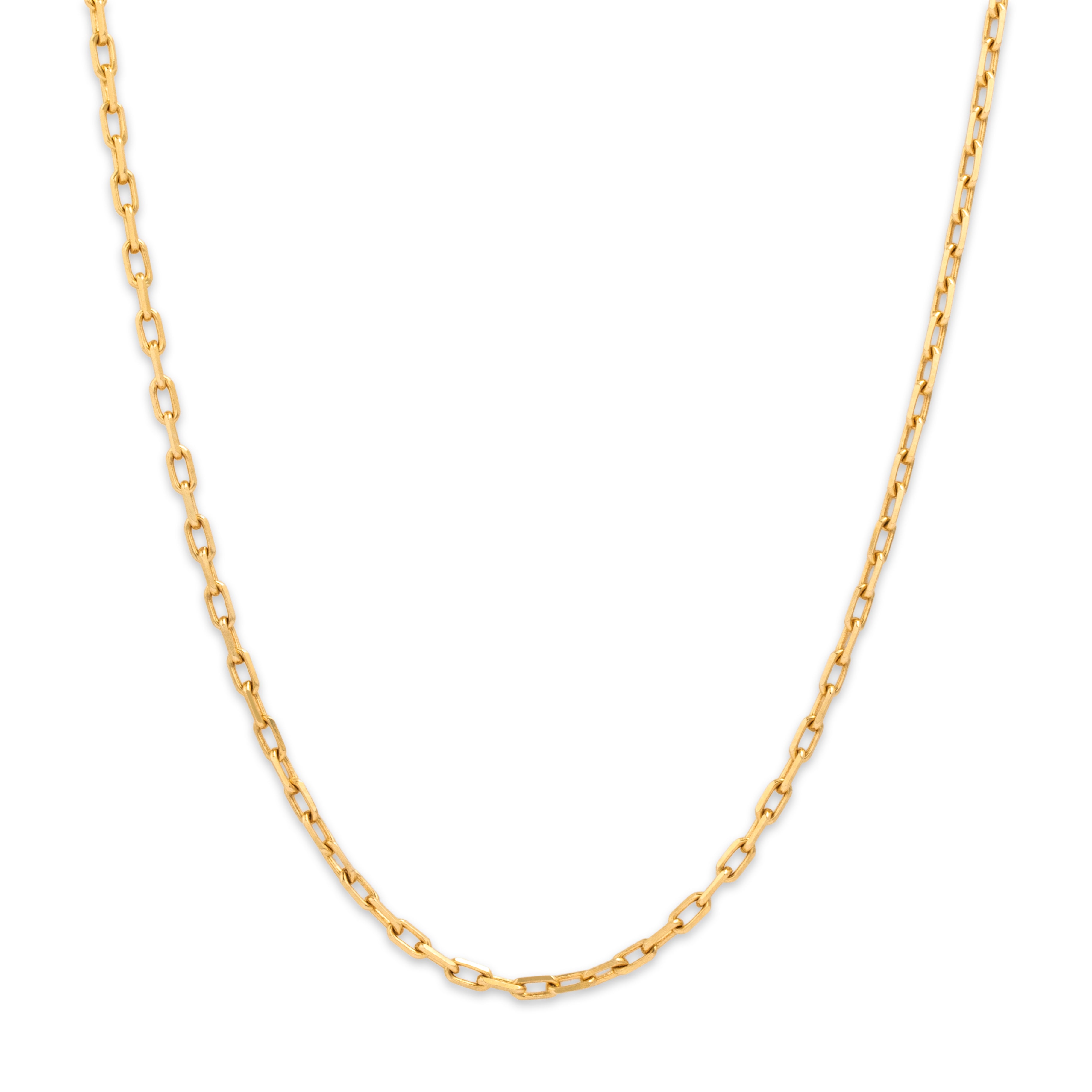 Vintage Italian 18k Yellow Gold Gleaming Cable Chain Necklace - Close-up view