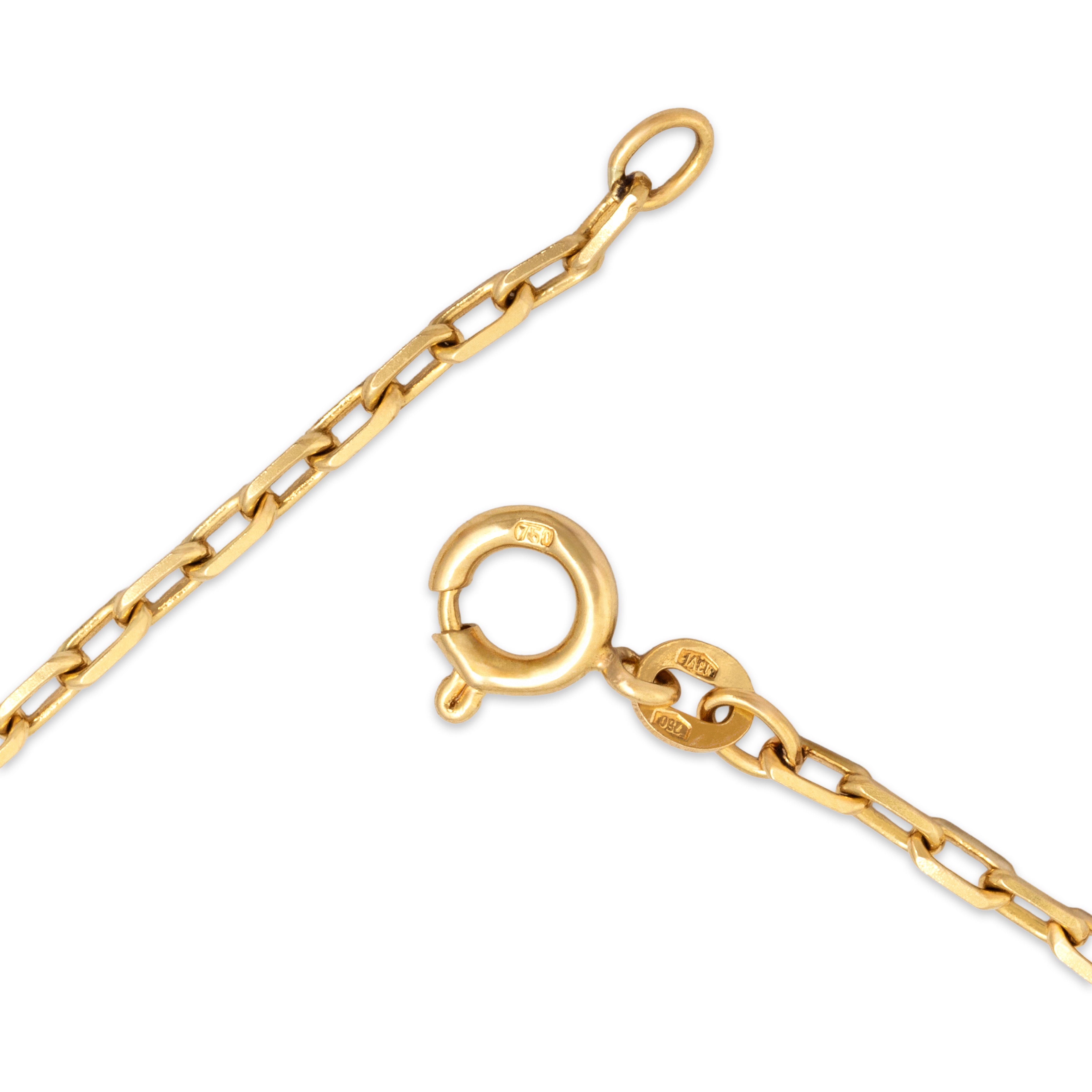 Vintage Italian 18k Yellow Gold Gleaming Cable Chain Necklace - clasp view