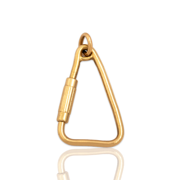 Vintage Italian Heavy 18k Yellow Gold Carabiner Clip Charm Holder Pendant
