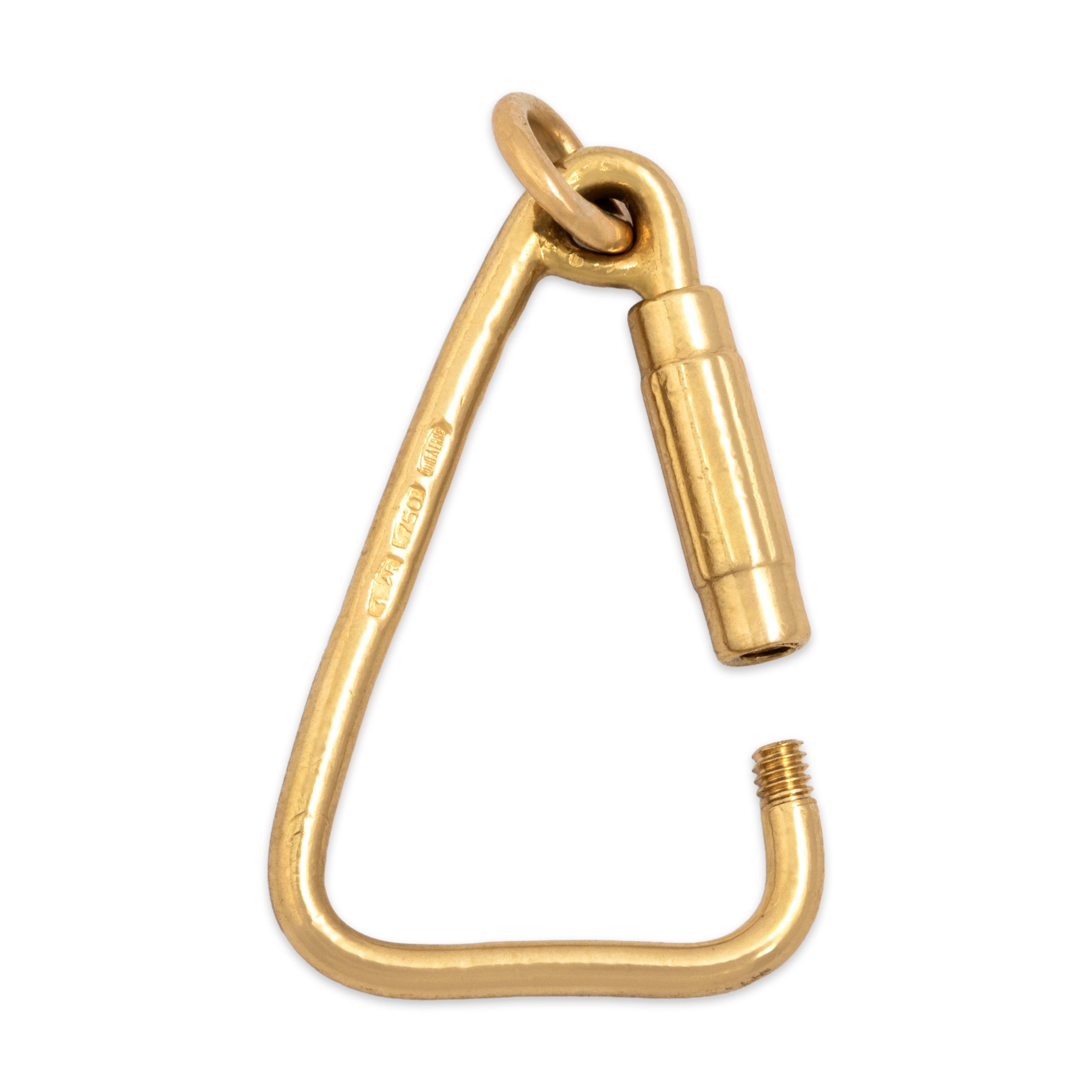 Vintage Italian Heavy Large Triangle Carabiner Clip Charm / Pendant 18k Yellow Gold - detail view #1