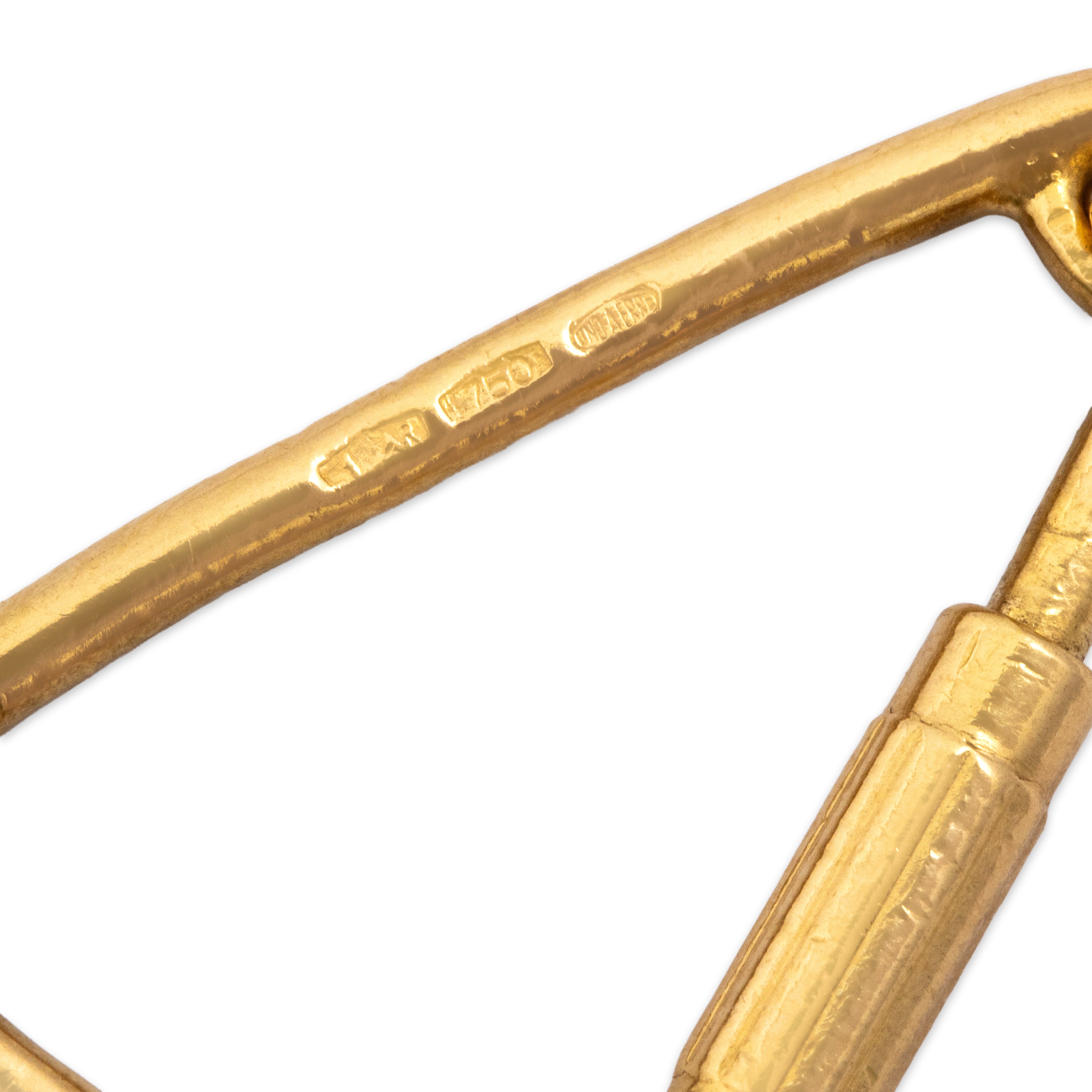 Vintage Italian Heavy Large Triangle Carabiner Clip Charm / Pendant 18k Yellow Gold - Hallmark view