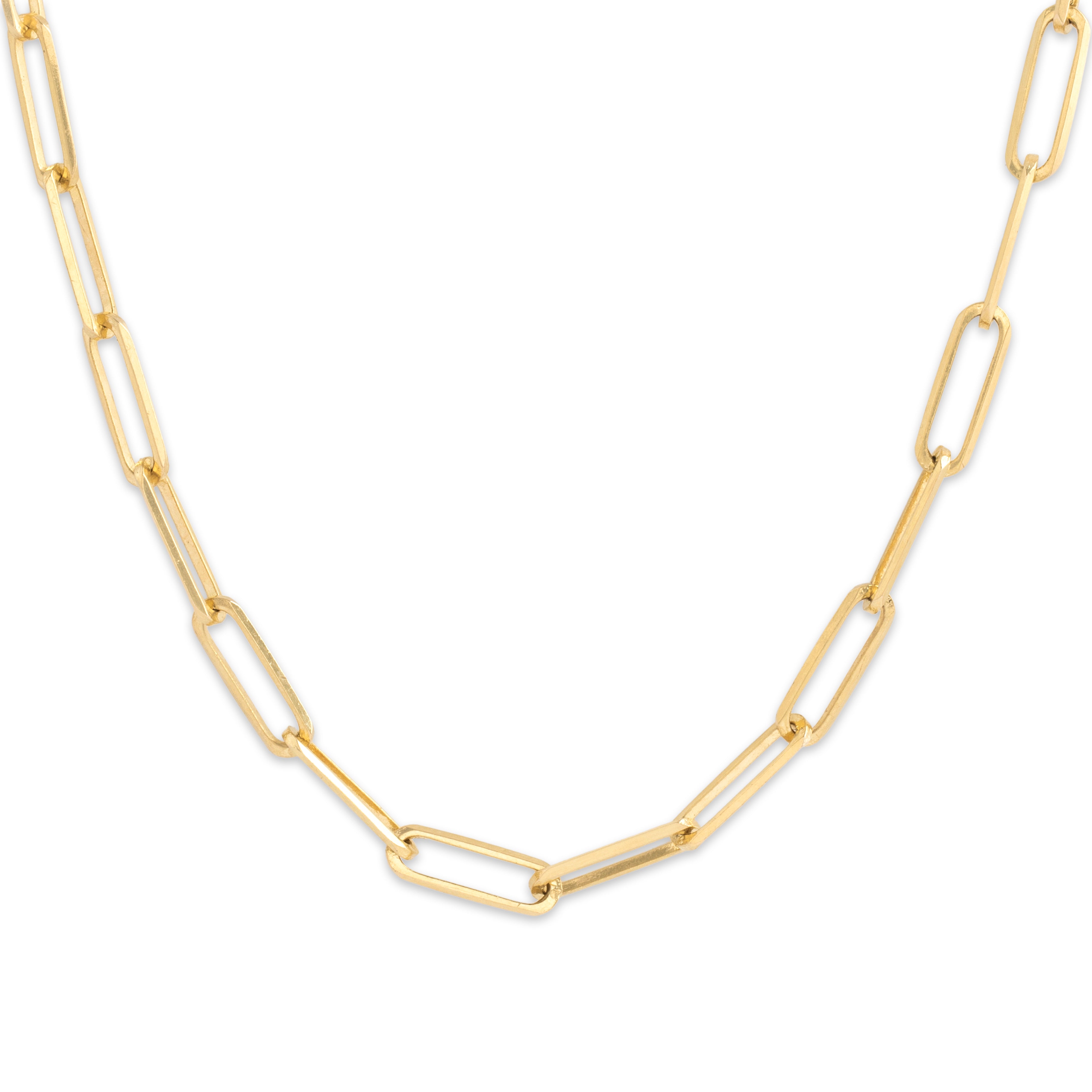 Vintage 14k Yellow Gold Chic Long Paperclip Link Necklace 24