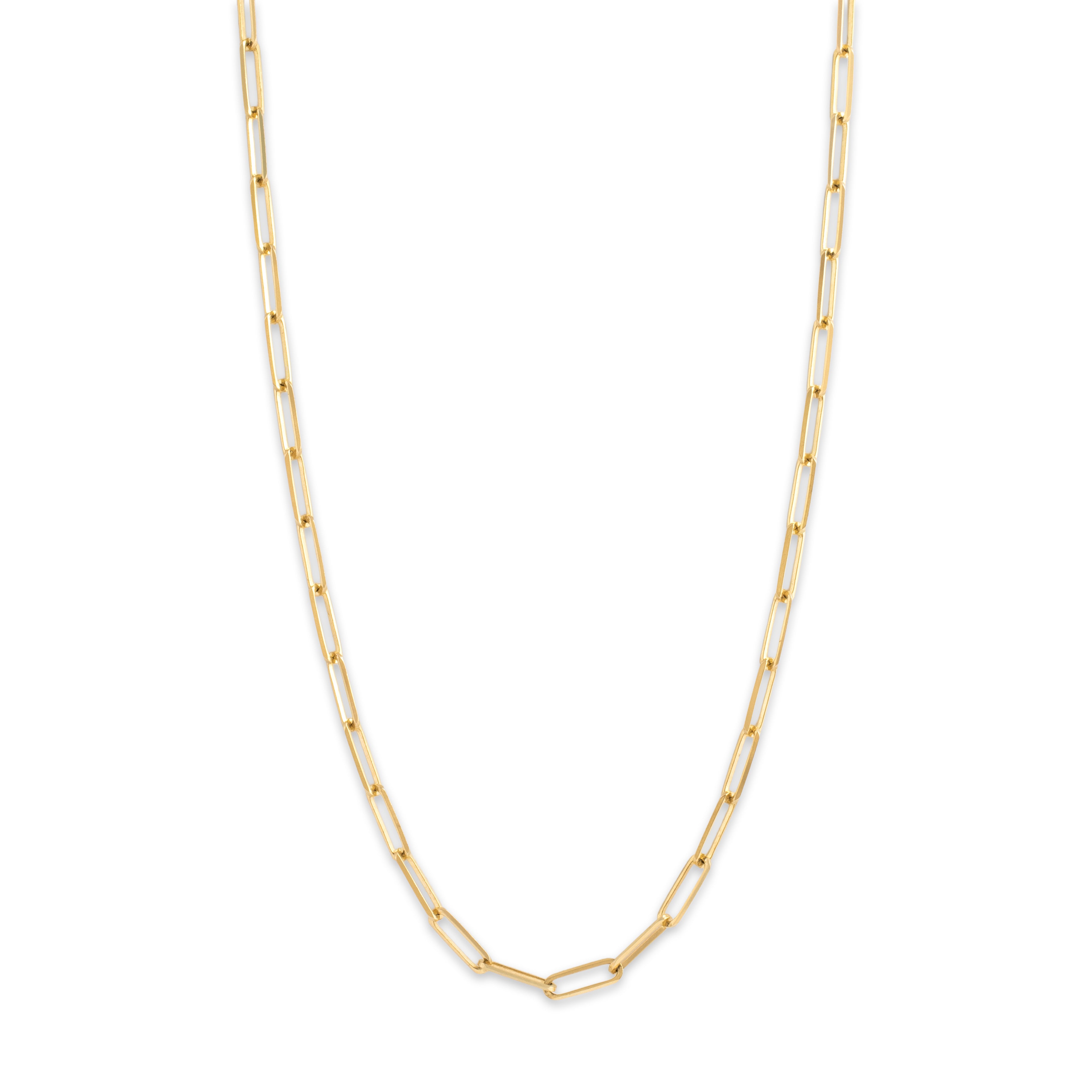 Vintage 14k Yellow Gold Chic Long Paperclip Link Necklace 24