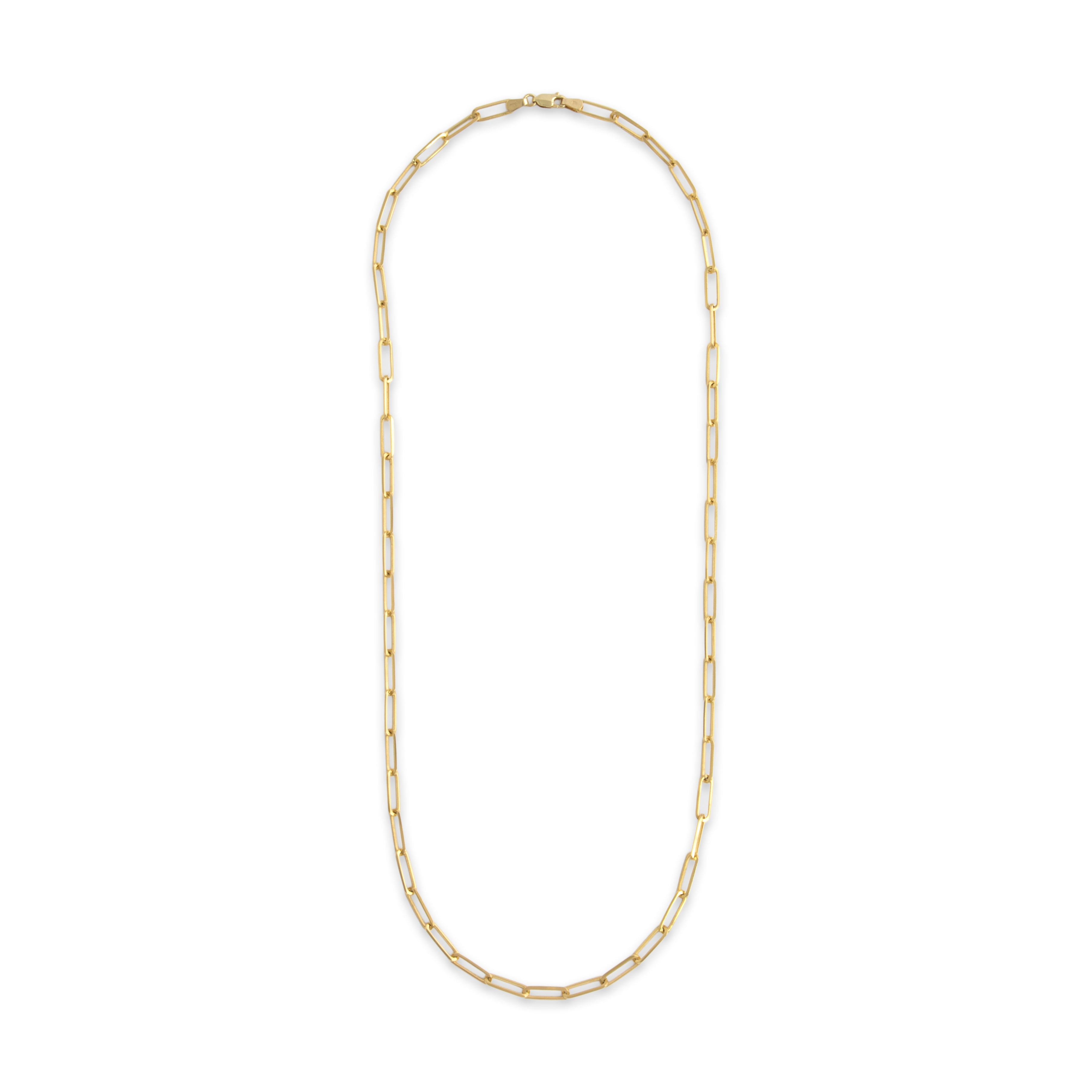 Vintage 14k Yellow Gold Chic Long Paperclip Link Necklace 24