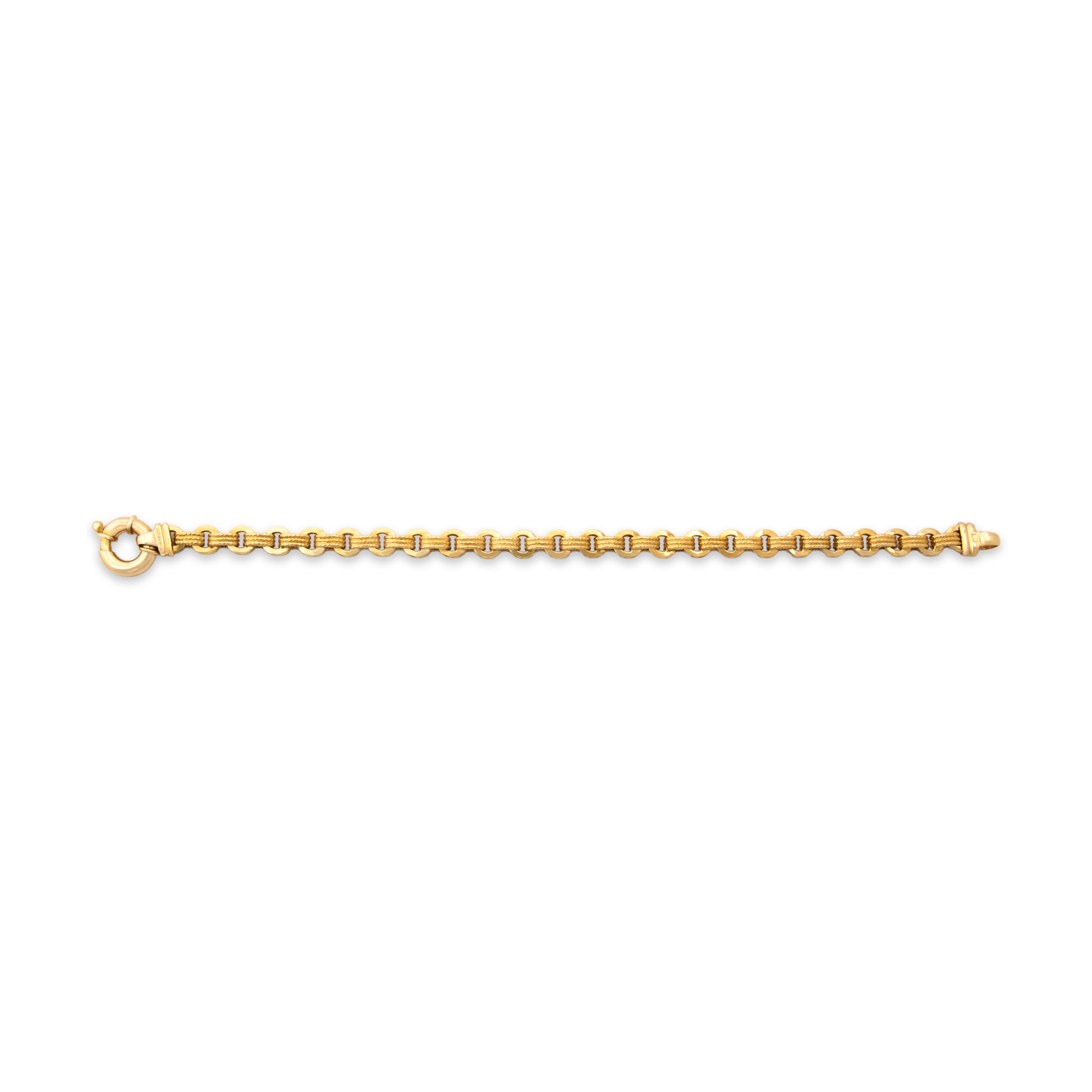 Vintage Italian 14k Yellow Gold Alternating Textured Link Bracelet - Overall view