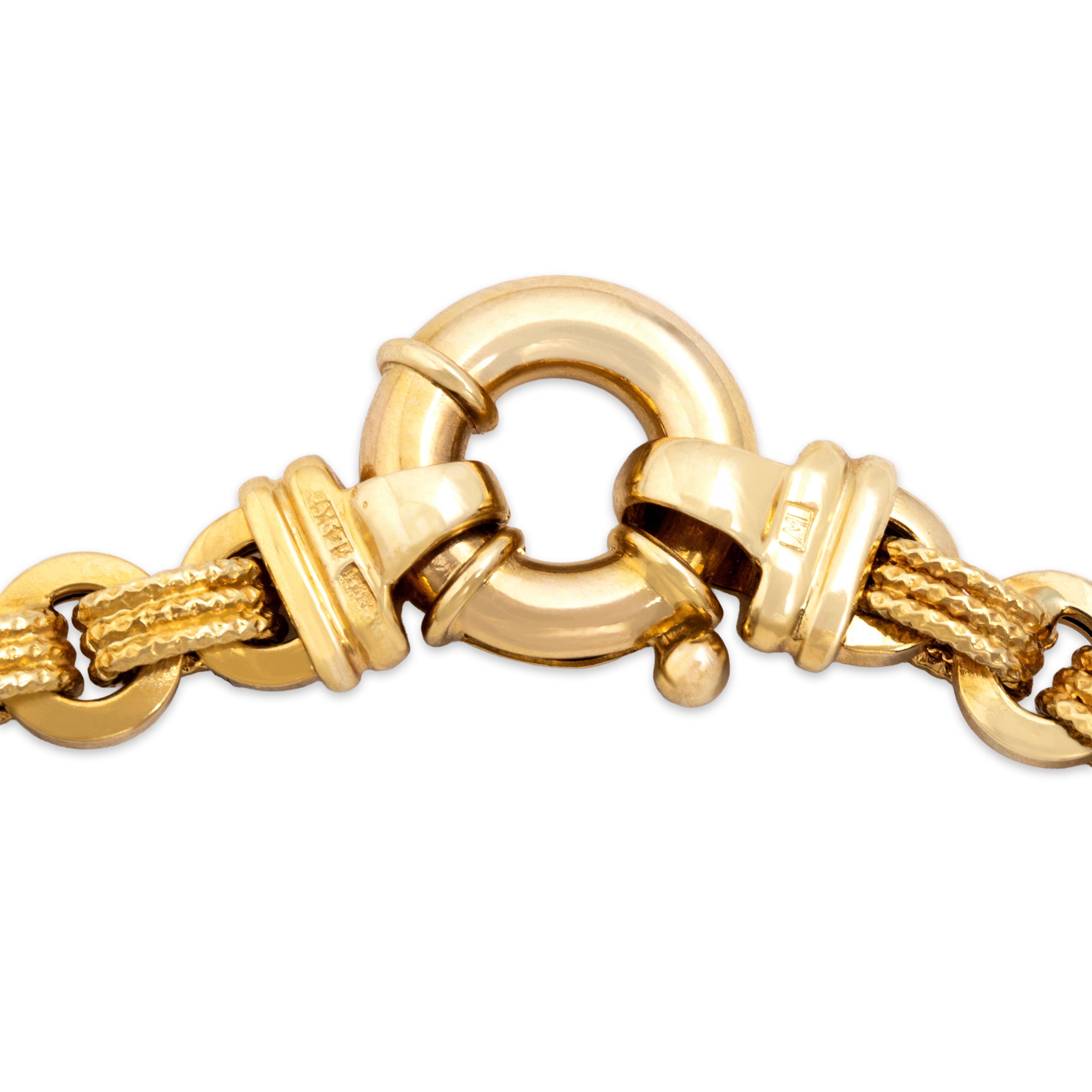 Vintage Italian 14k Yellow Gold Alternating Textured Link Bracelet - detail view #1