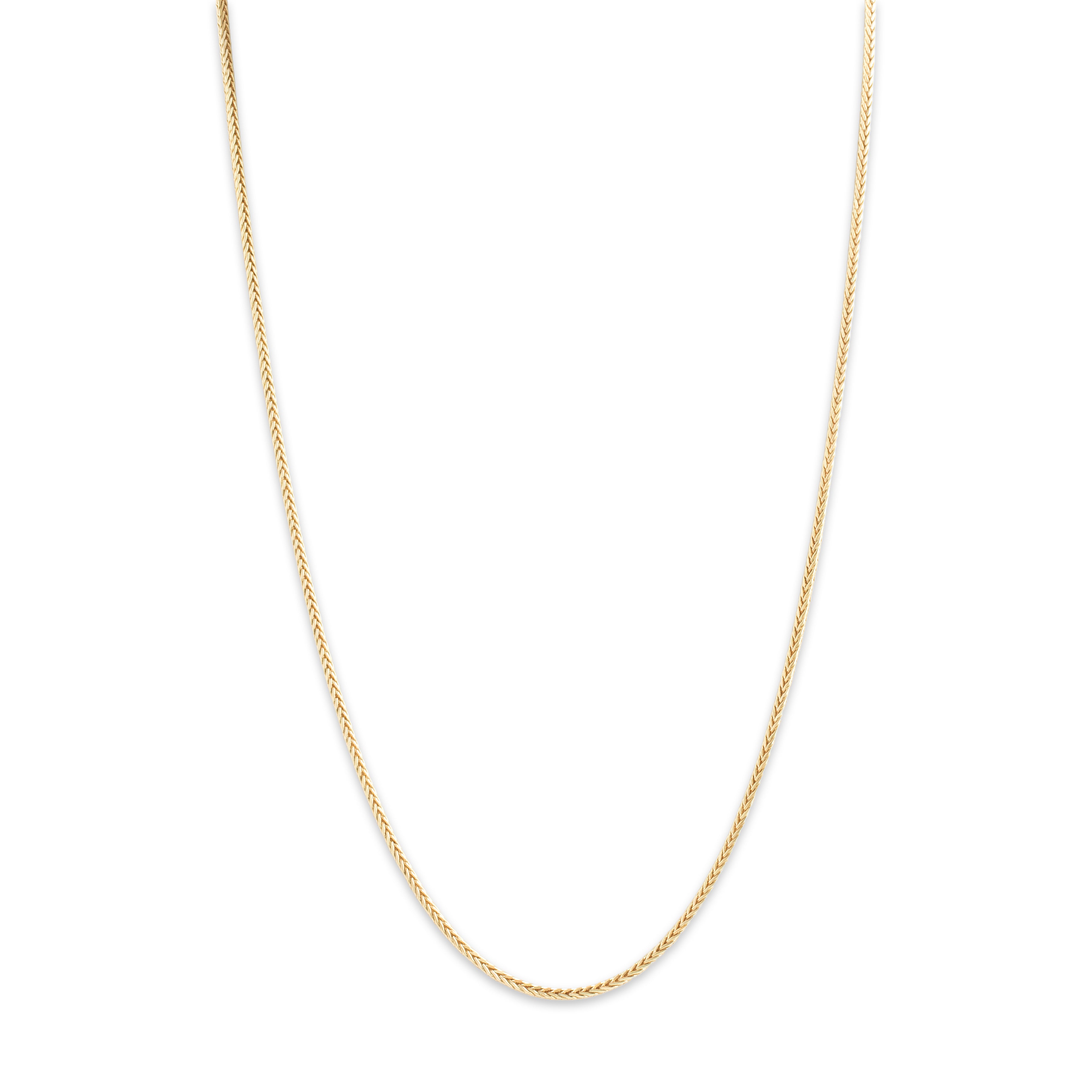 Vintage Italian 14k Yellow Gold Everyday Spiga Chain Necklace - Close-up view