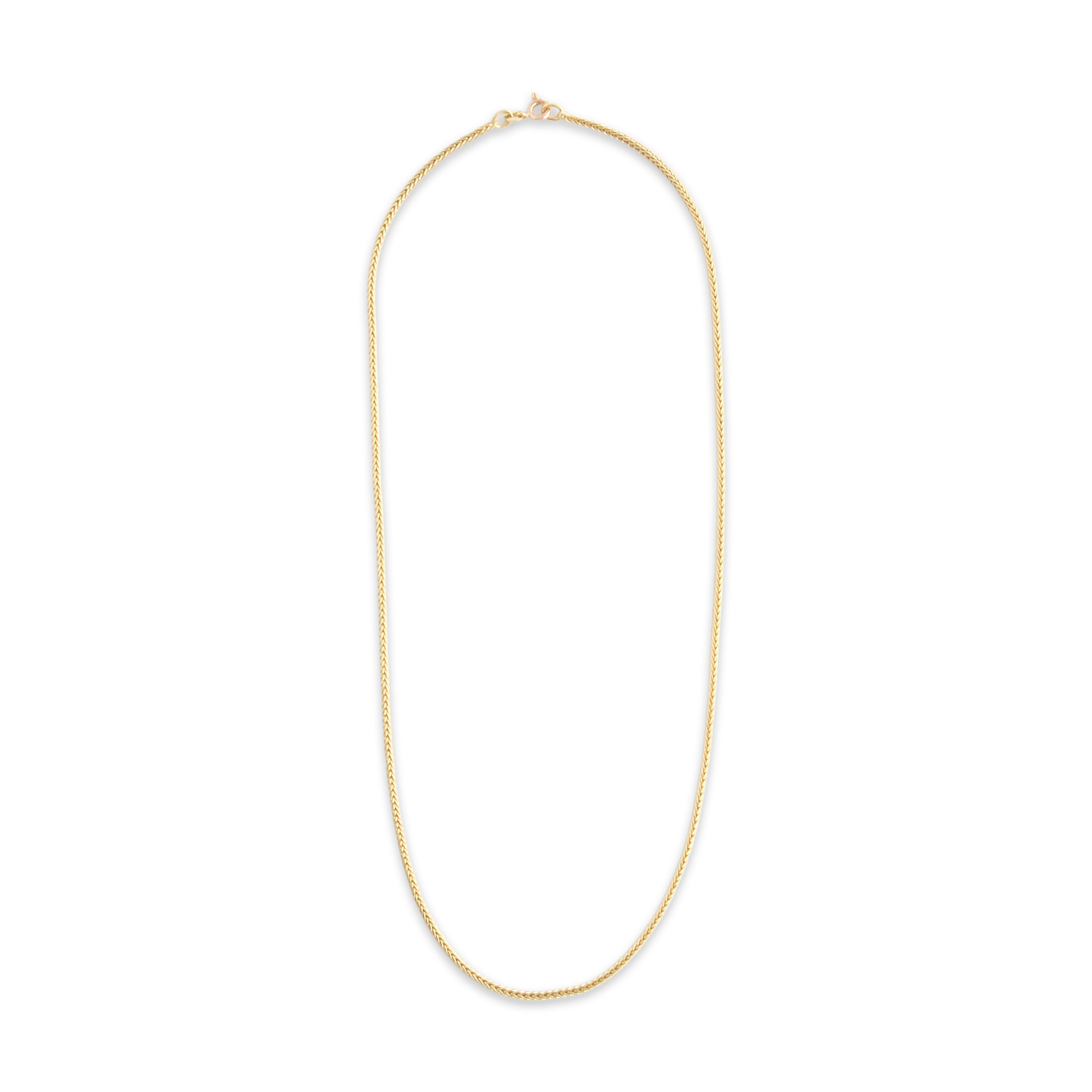 Vintage Italian 14k Yellow Gold Everyday Spiga Chain Necklace - Overall view