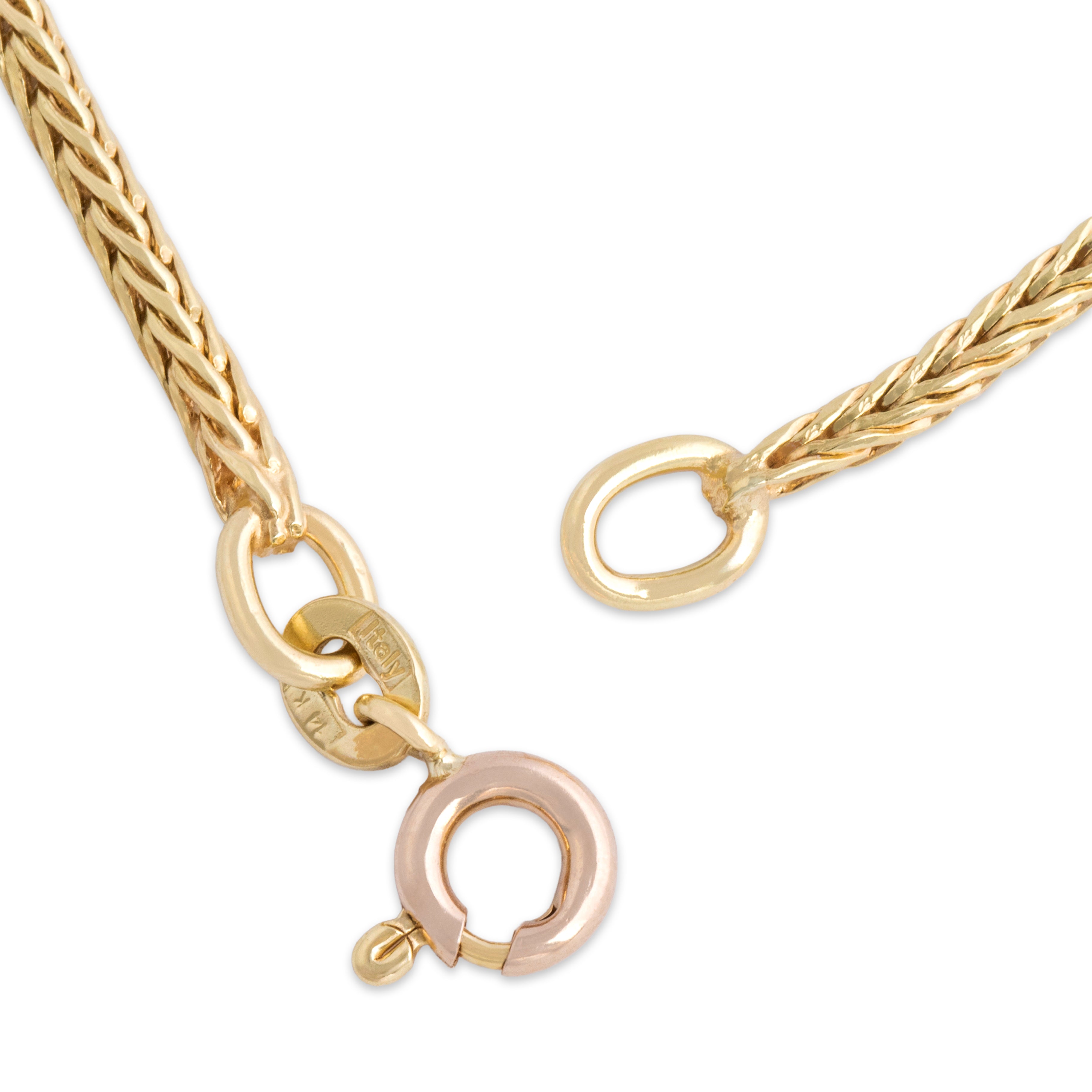 Vintage Italian 14k Yellow Gold Everyday Spiga Chain Necklace - clasp view