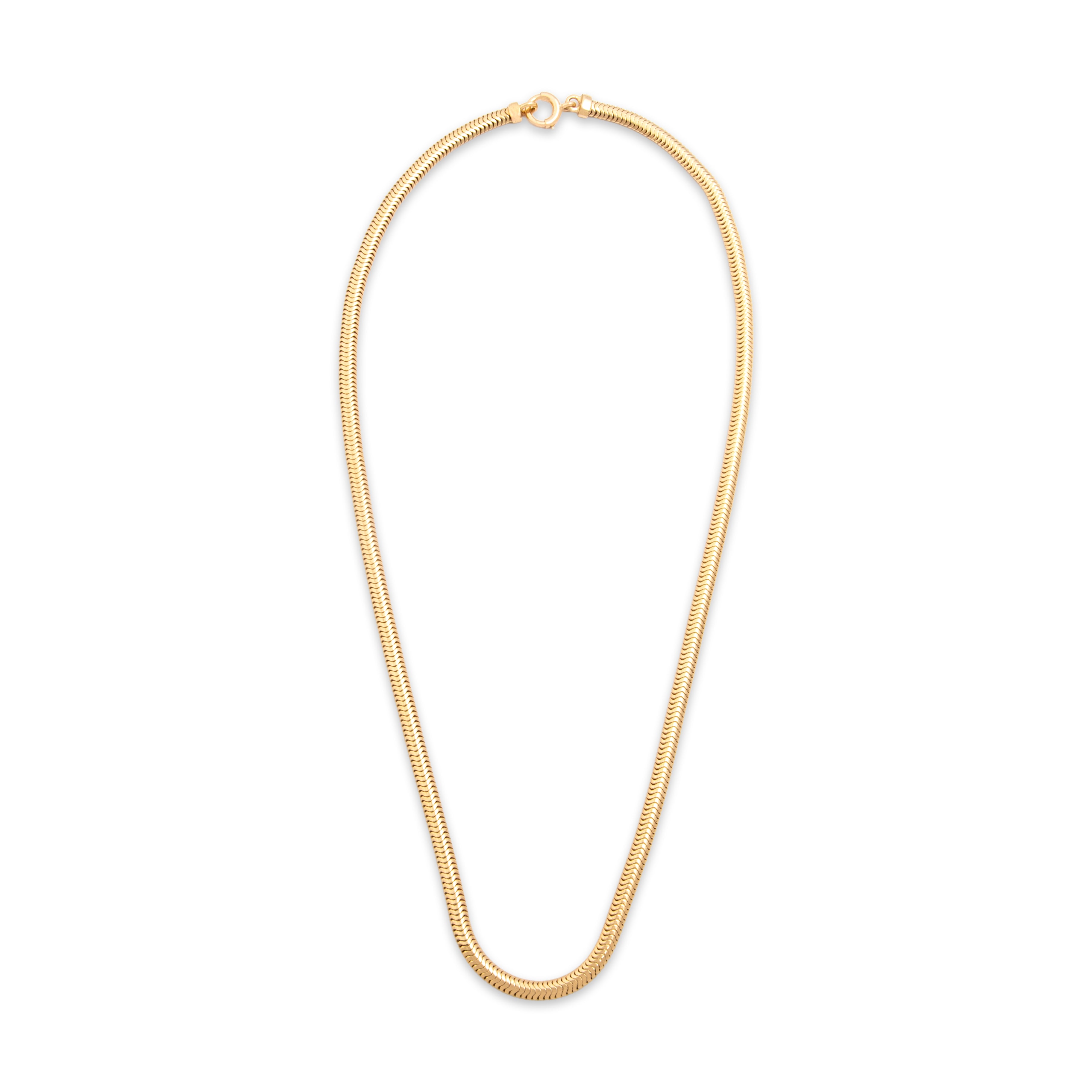 Vintage 14k Yellow Gold Fluid Snake Chain Necklace - Overall view