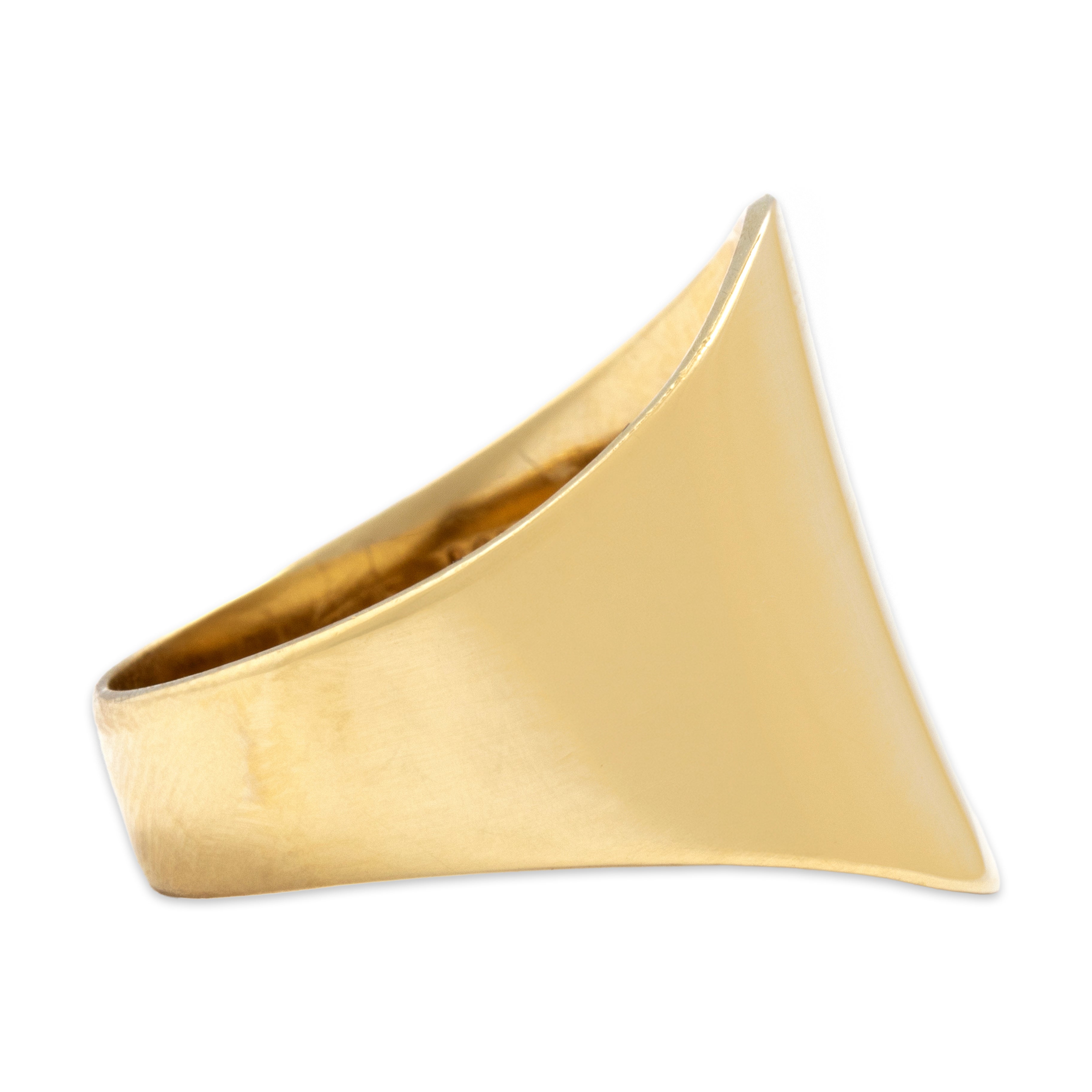 Vintage 14k Yellow Gold Smooth Shield Ring - Side view
