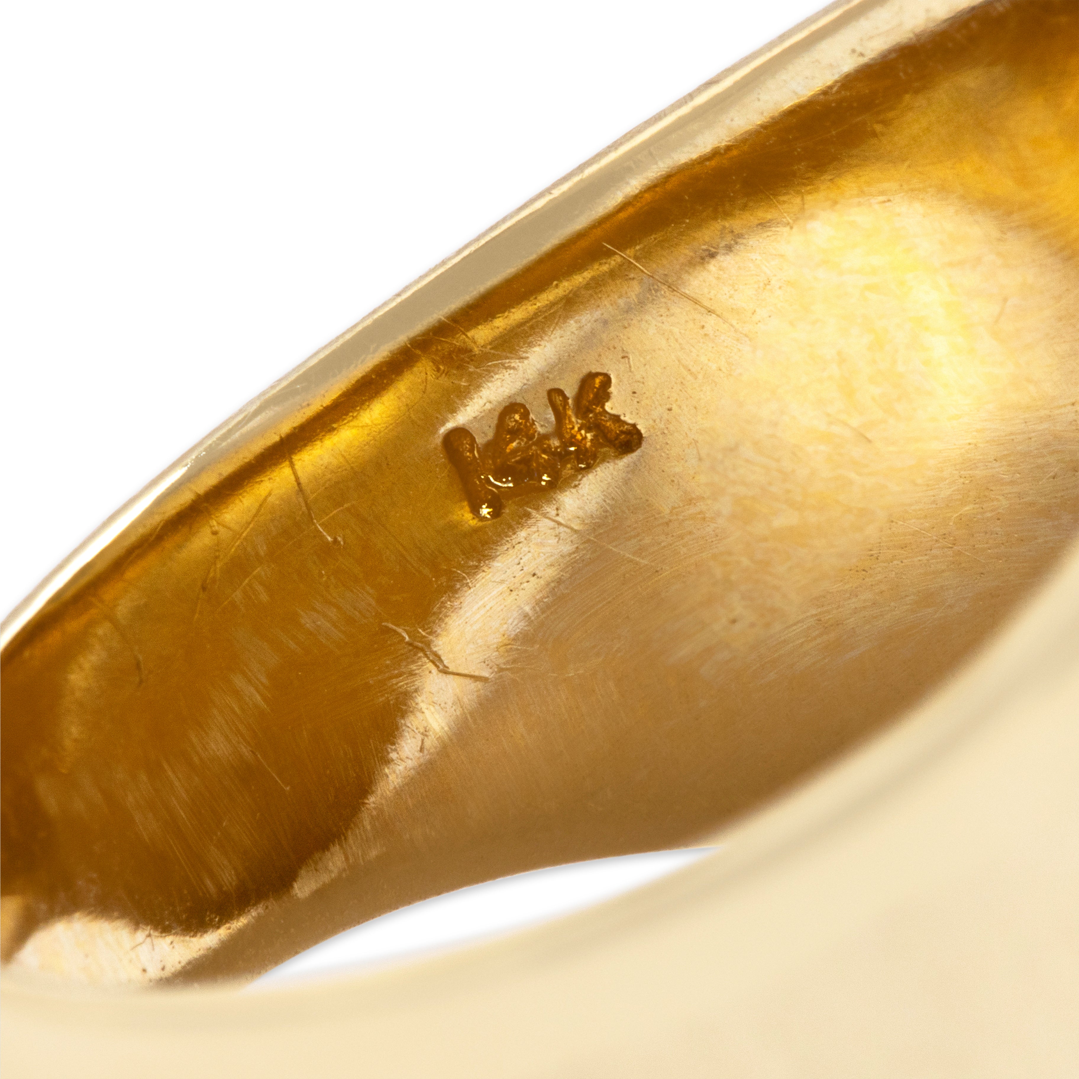 Vintage 14k Yellow Gold Smooth Shield Ring - Hallmark view