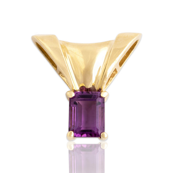 Vintage 14k Yellow Gold 1.76ct Amethyst Regal Royal Purple Solitaire Slide Pendant