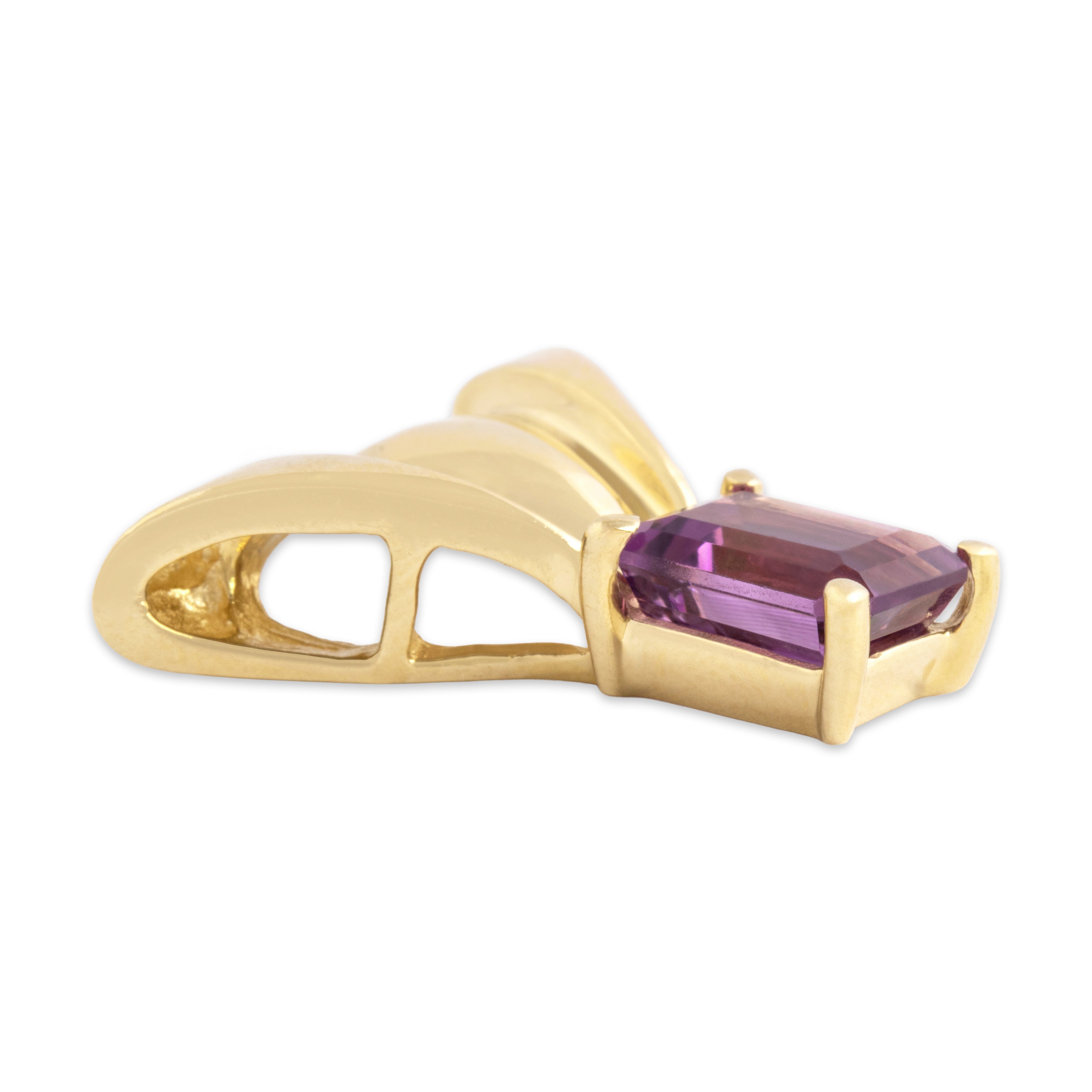 Vintage 14k Yellow Gold 1.76ct Amethyst Regal Royal Purple Solitaire Slide Pendant