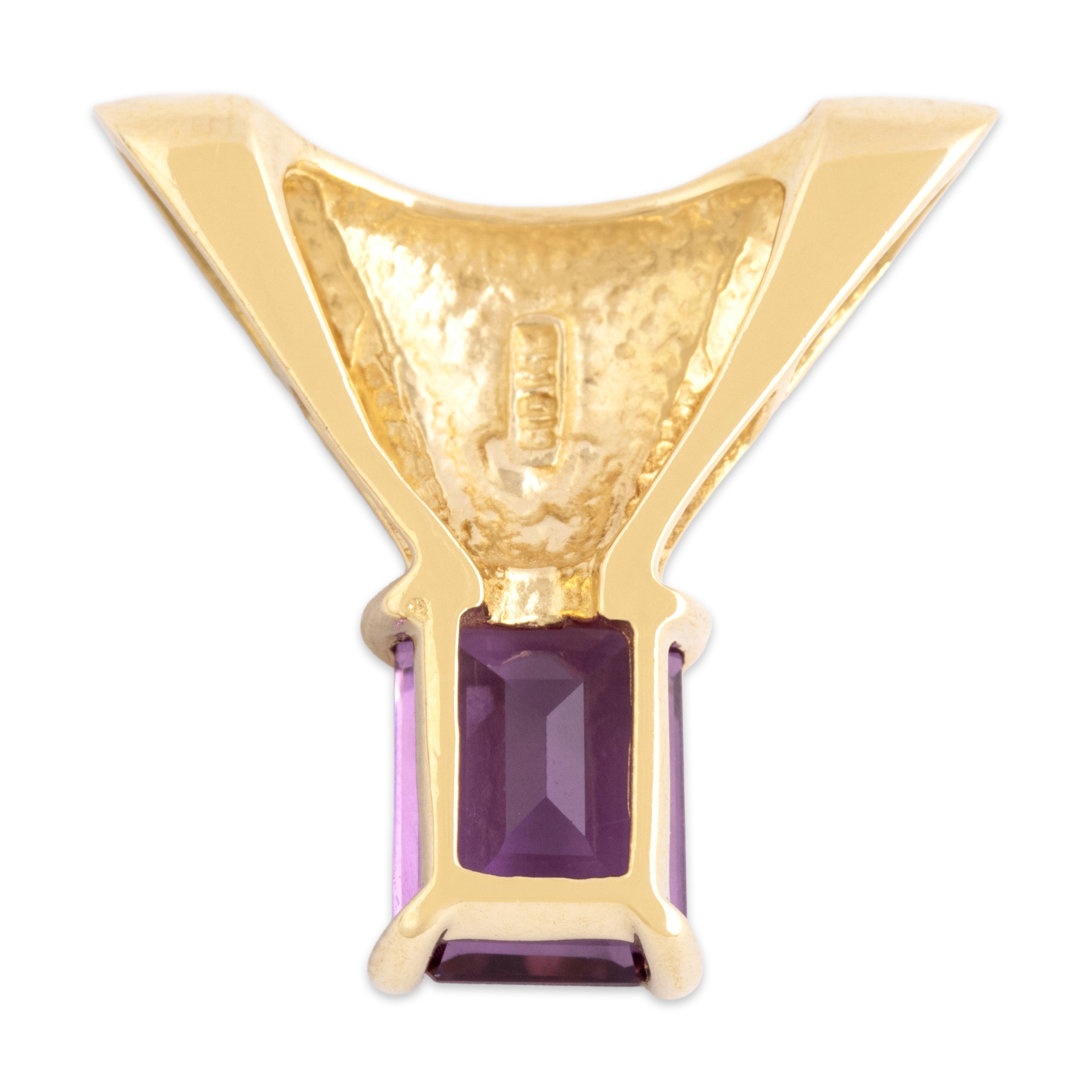 Vintage 14k Yellow Gold 1.76ct Amethyst Regal Royal Purple Solitaire Slide Pendant