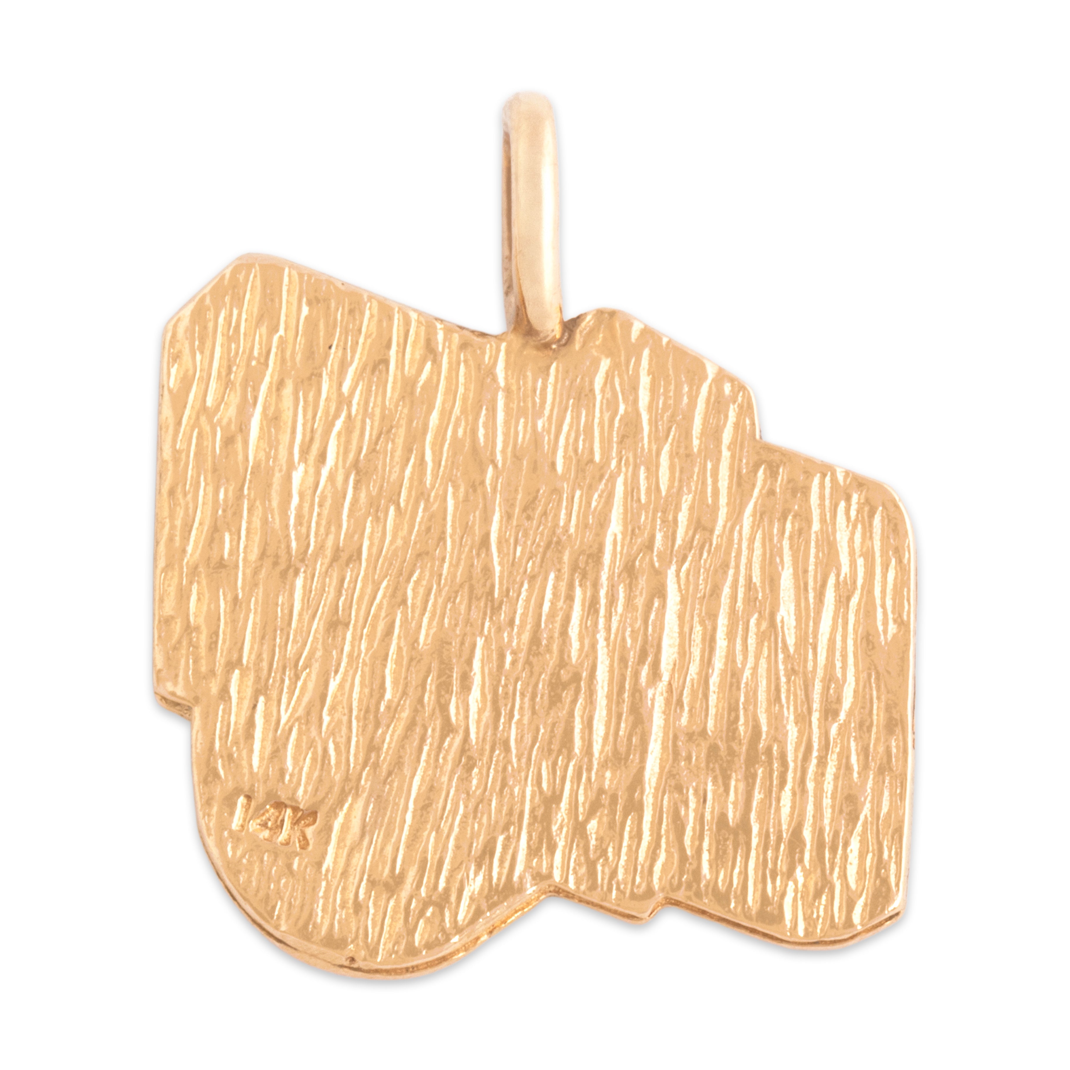 Vintage 14k Yellow Gold Chic Textured Camera Pendant - Back view