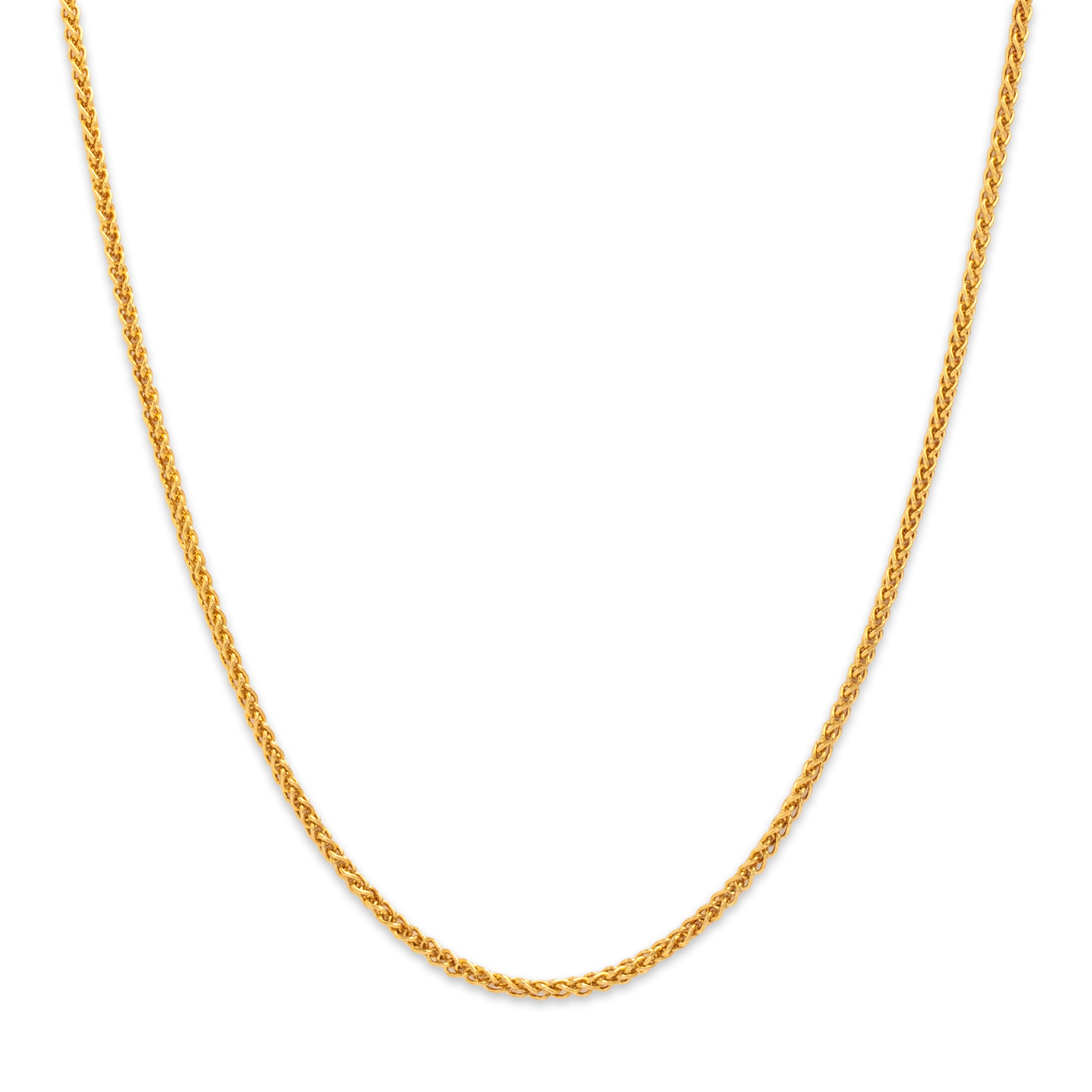 Vintage 14k Yellow Gold Sleek Wheat Chain Necklace - detail view #1