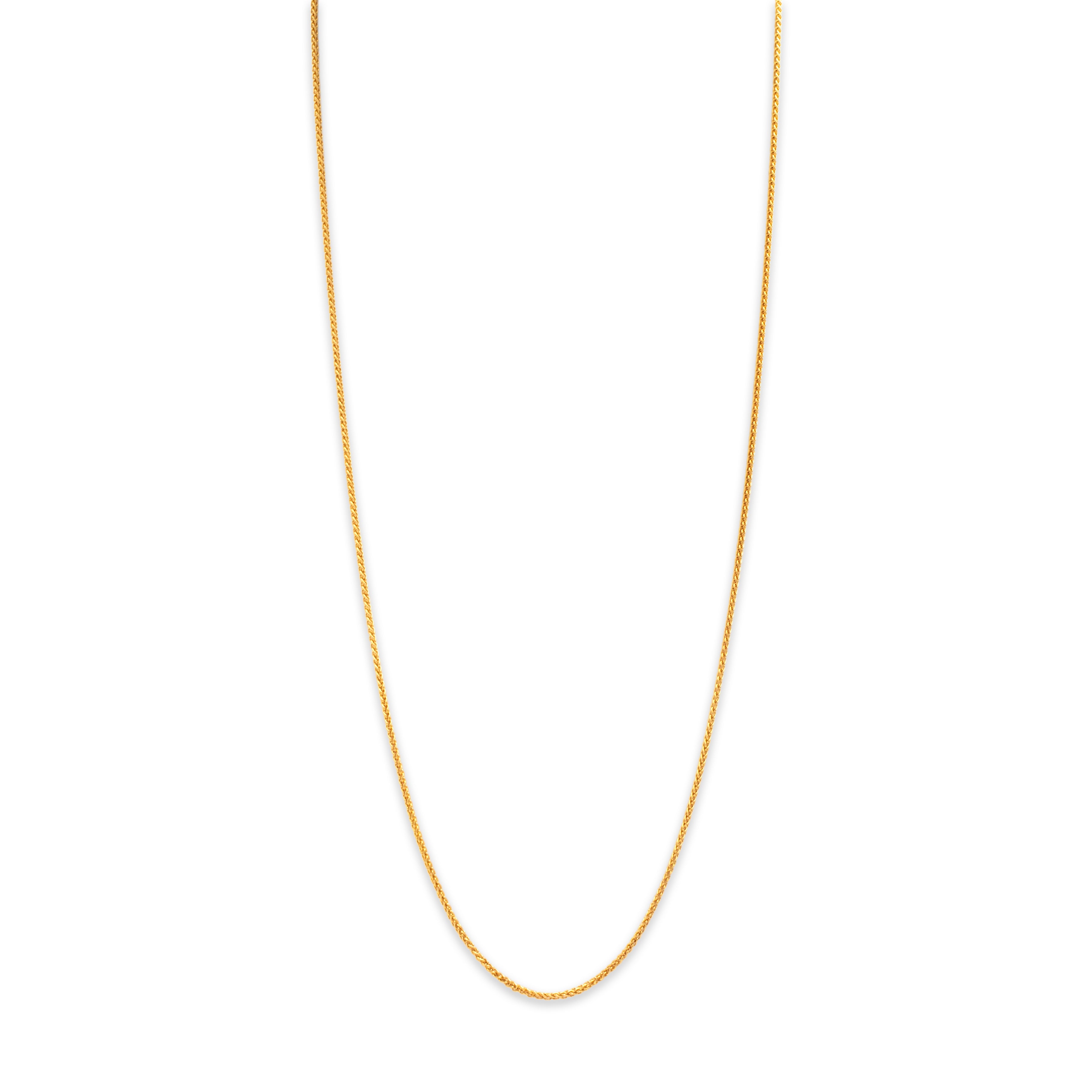 Vintage 14k Yellow Gold Sleek Wheat Chain Necklace - Close-up view
