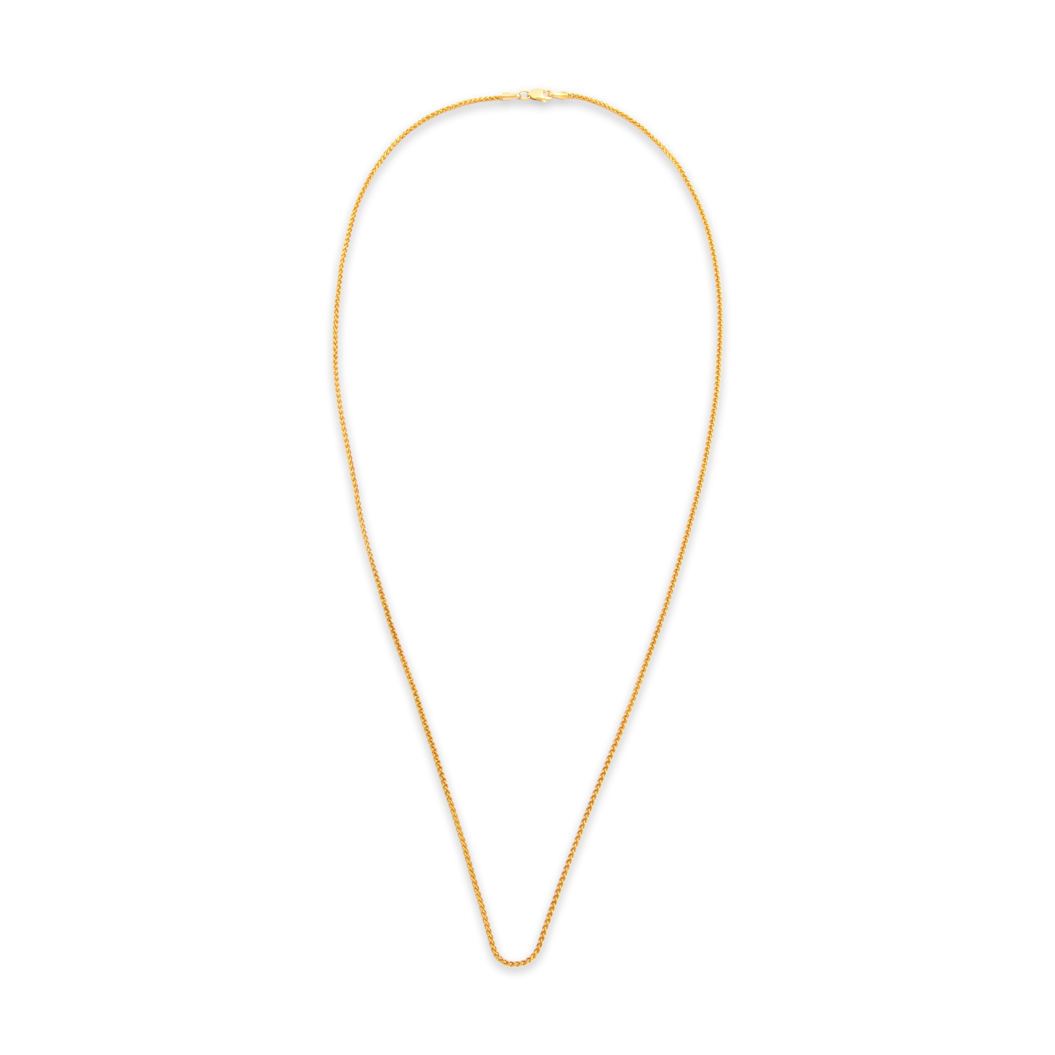 Vintage 14k Yellow Gold Sleek Wheat Chain Necklace - Overall view