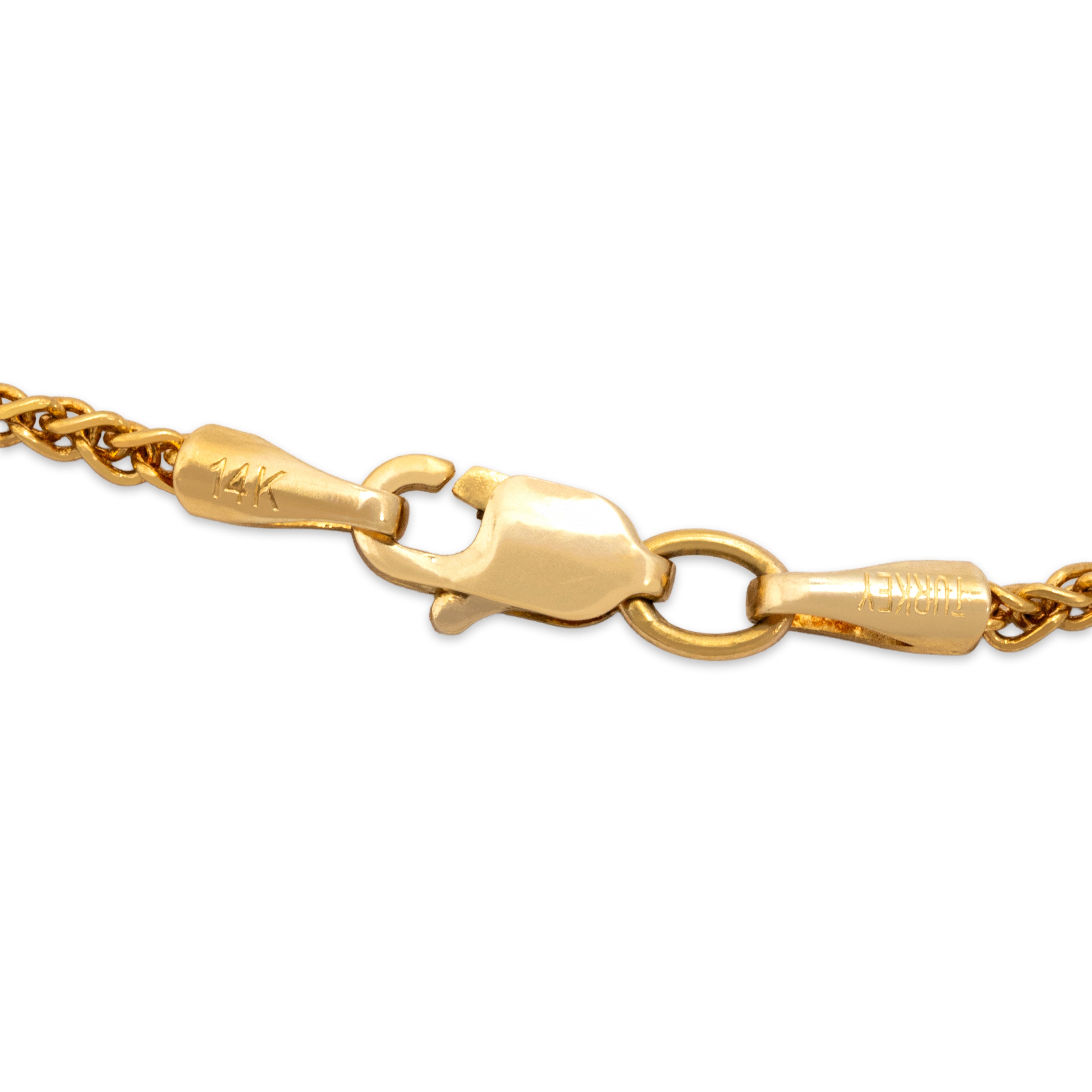 Vintage 14k Yellow Gold Sleek Wheat Chain Necklace - clasp view