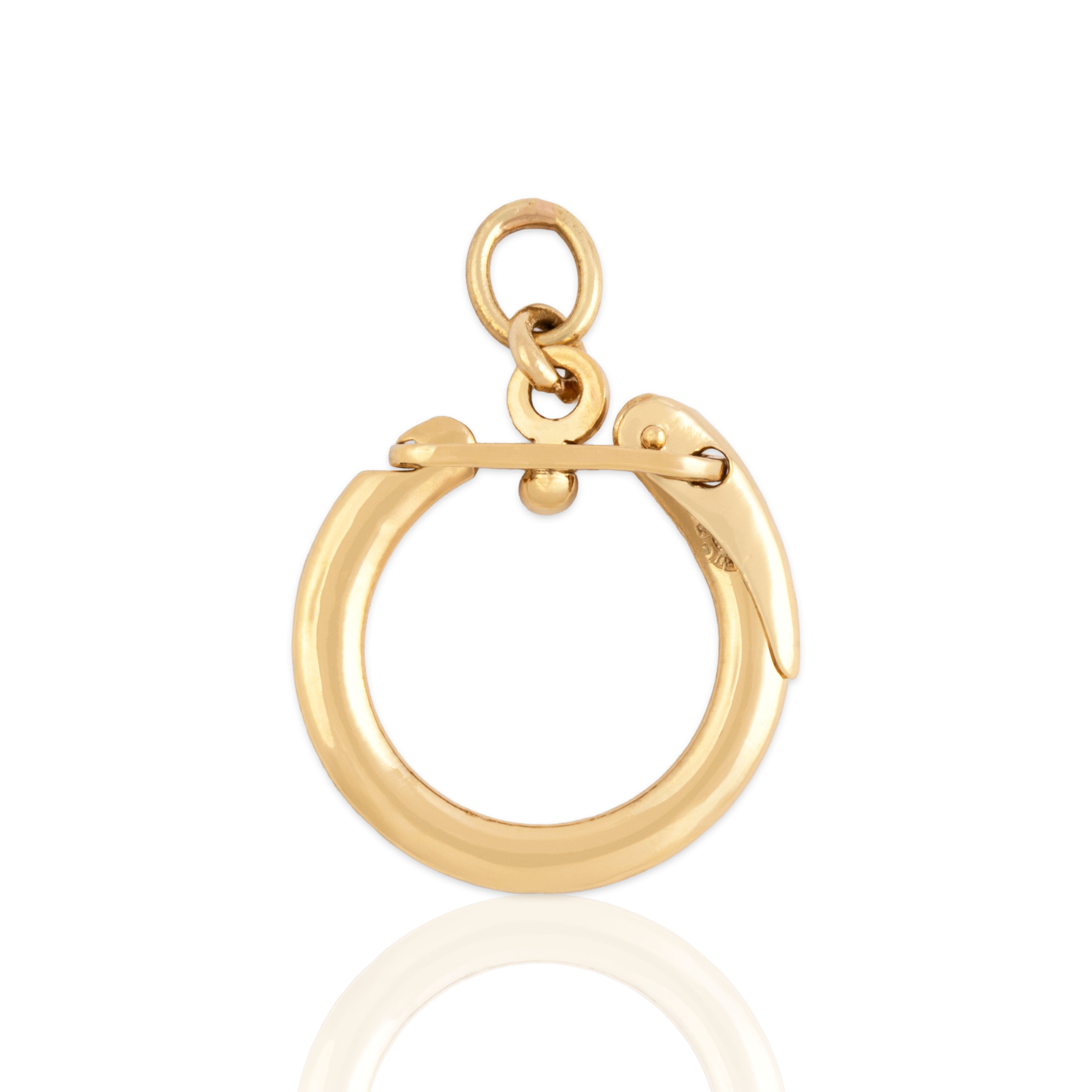 Vintage Italian 18k Yellow Gold Flip Down Gate Clasp Charm Holder Pendant