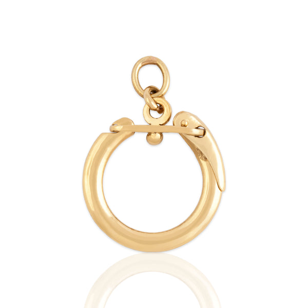 Vintage Italian 18k Yellow Gold Flip Down Gate Clasp Charm Holder Pendant