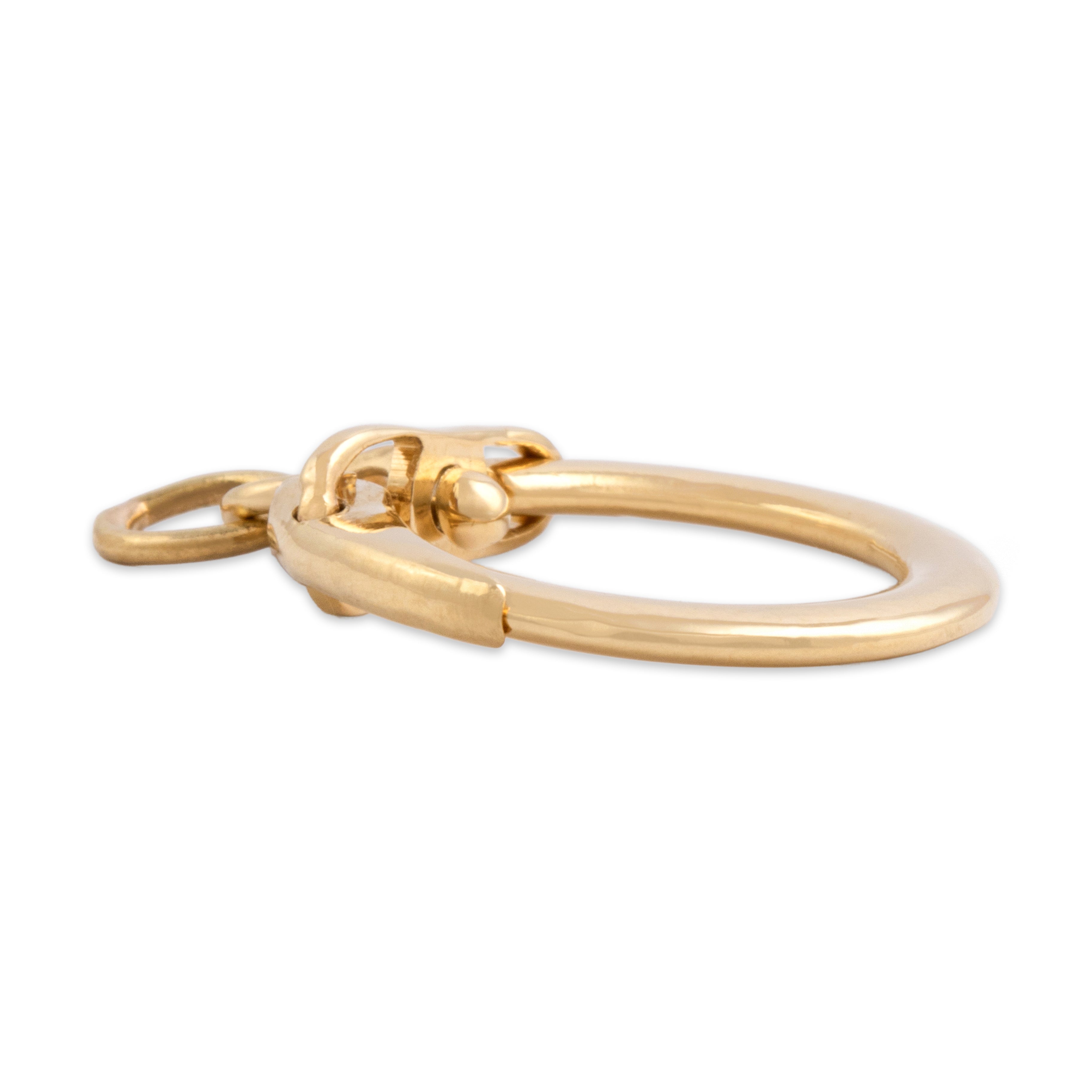 Vintage Italian 18k Yellow Gold Flip Down Gate Clasp Charm Holder Pendant - Side view