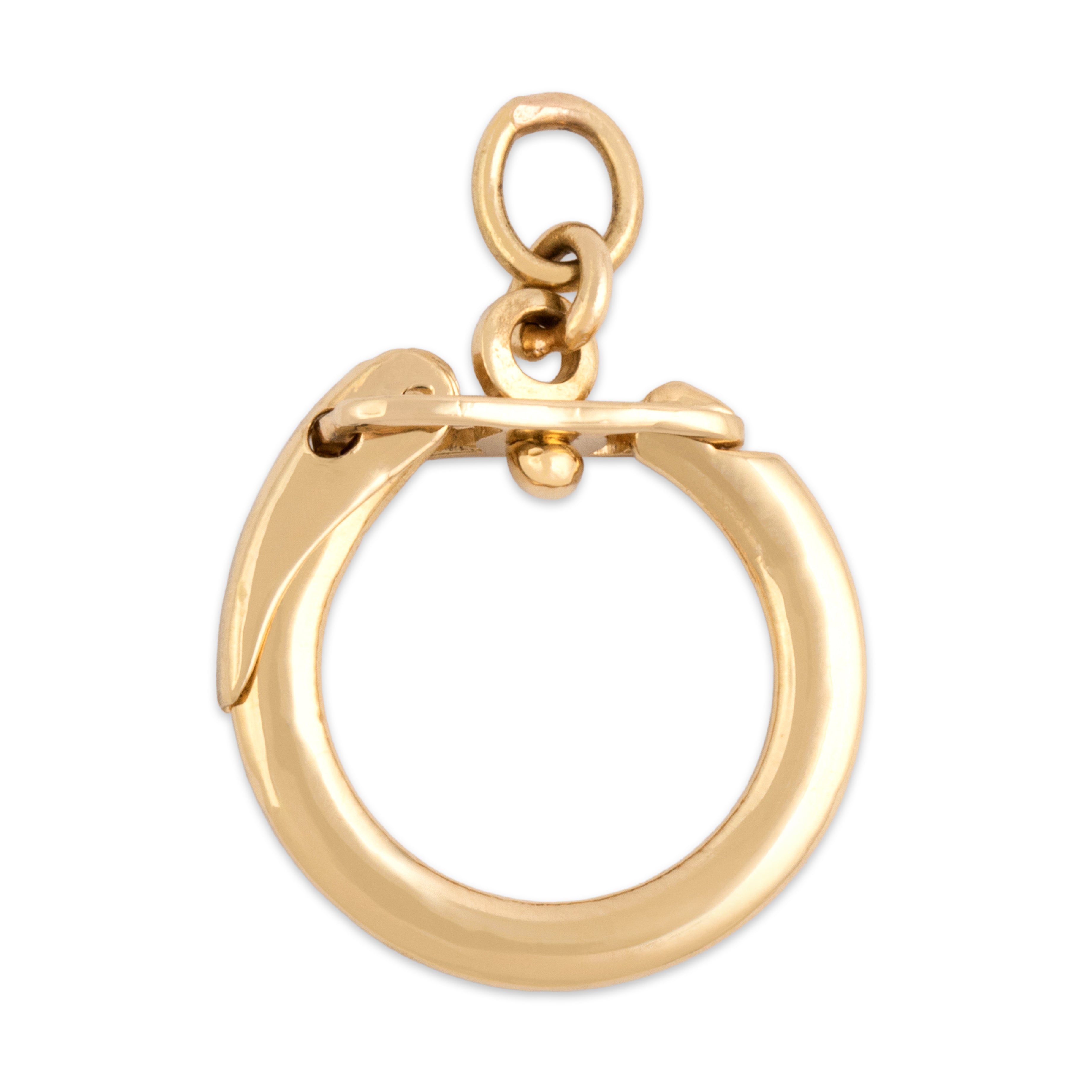 Vintage Italian 18k Yellow Gold Flip Down Gate Clasp Charm Holder Pendant - Back view