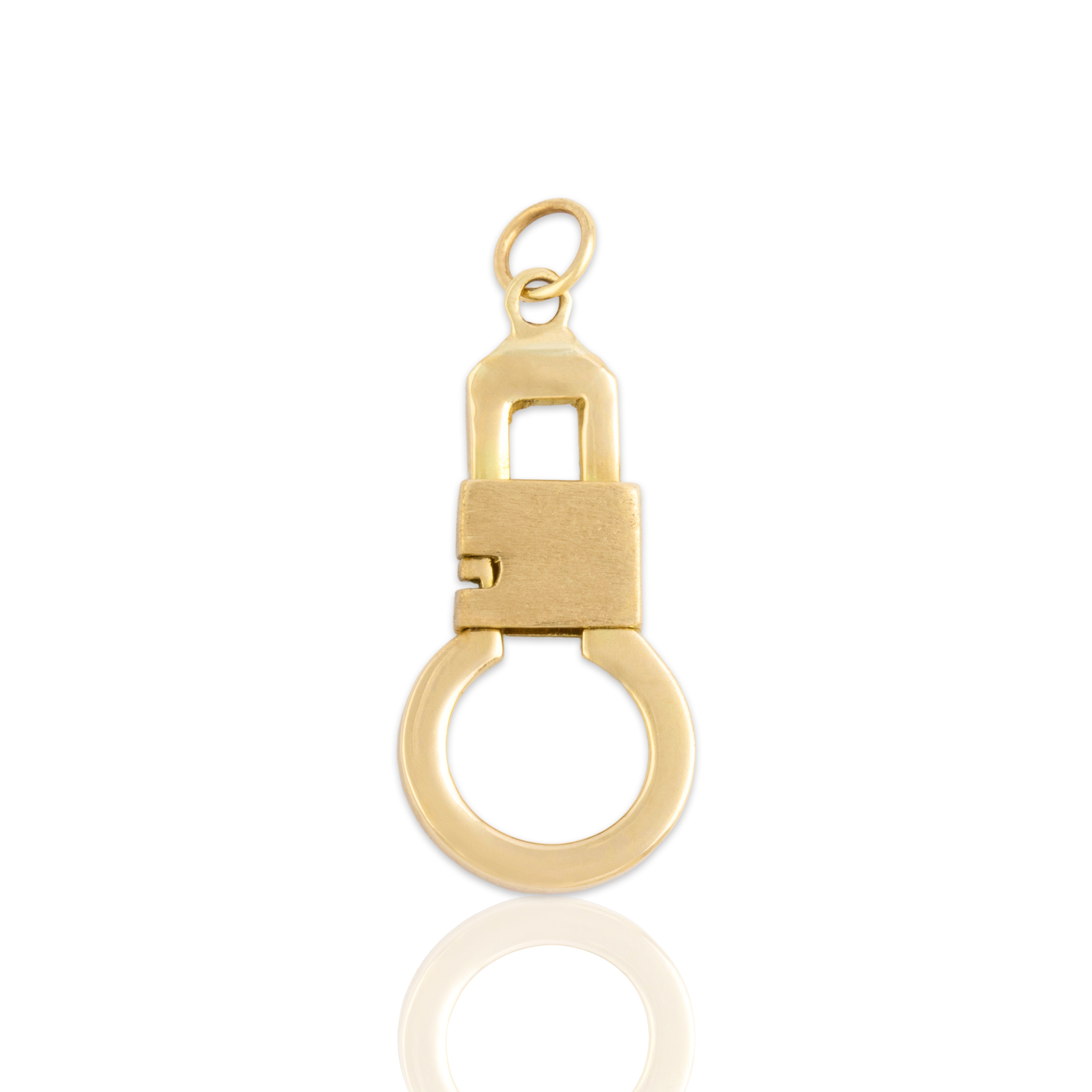 Vintage 14k Yellow Gold Carabiner Charm Holder Pendant