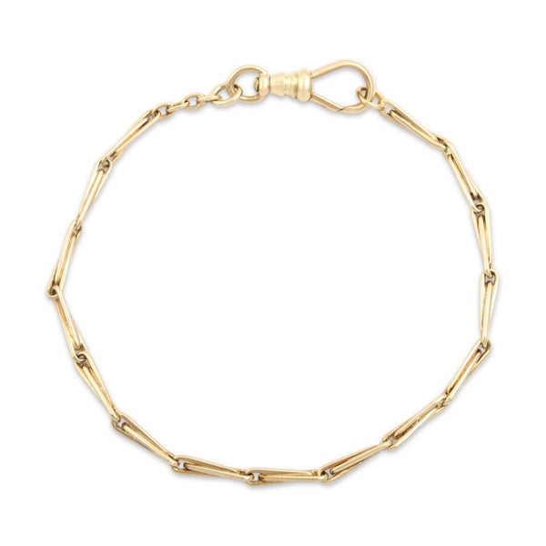 Antique 14k Yellow Gold Lovely Bar Link Dog Clip Clasp Watch Chain Bracelet 7