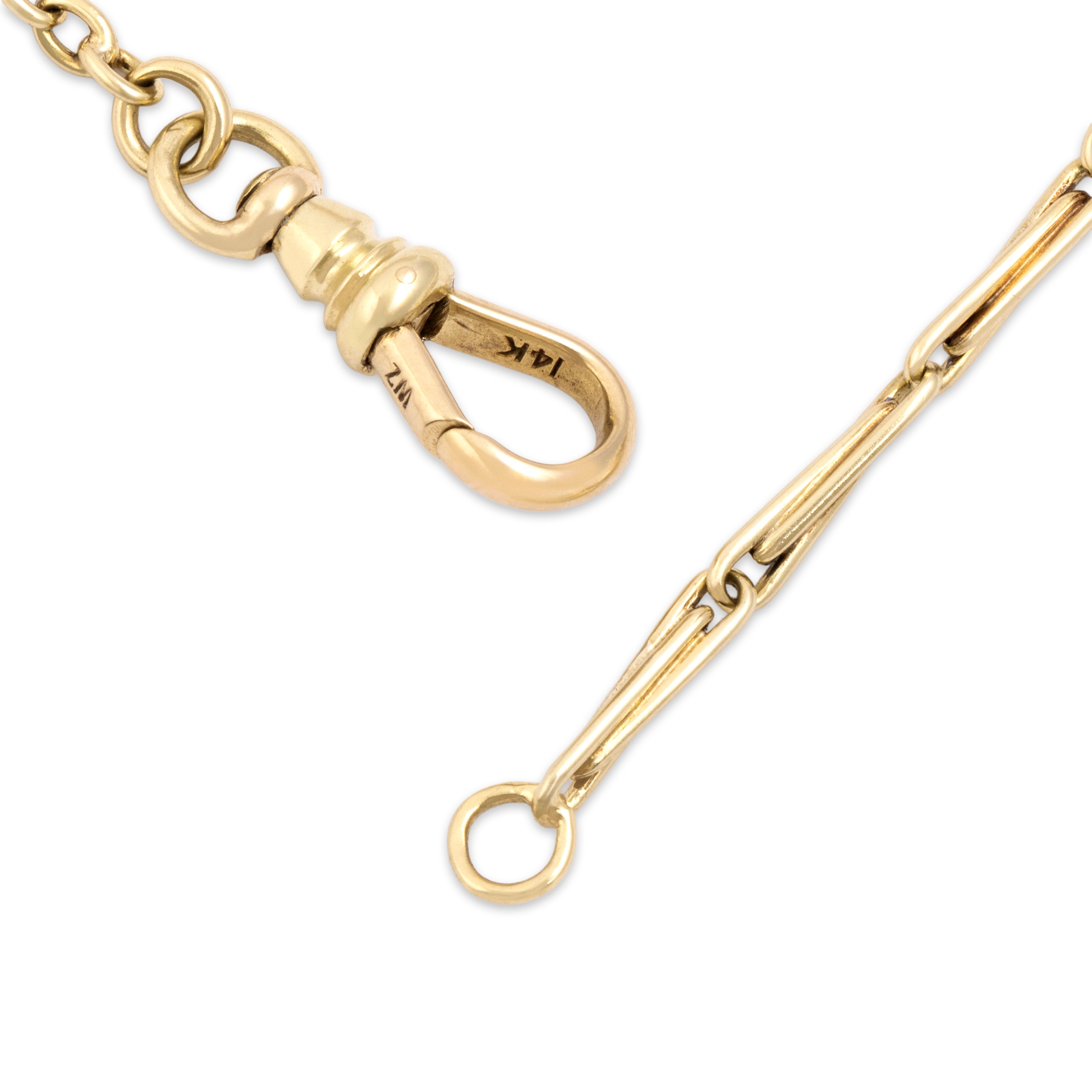 Antique 14k Yellow Gold Lovely Bar Link Dog Clip Clasp Watch Chain Bracelet - clasp view