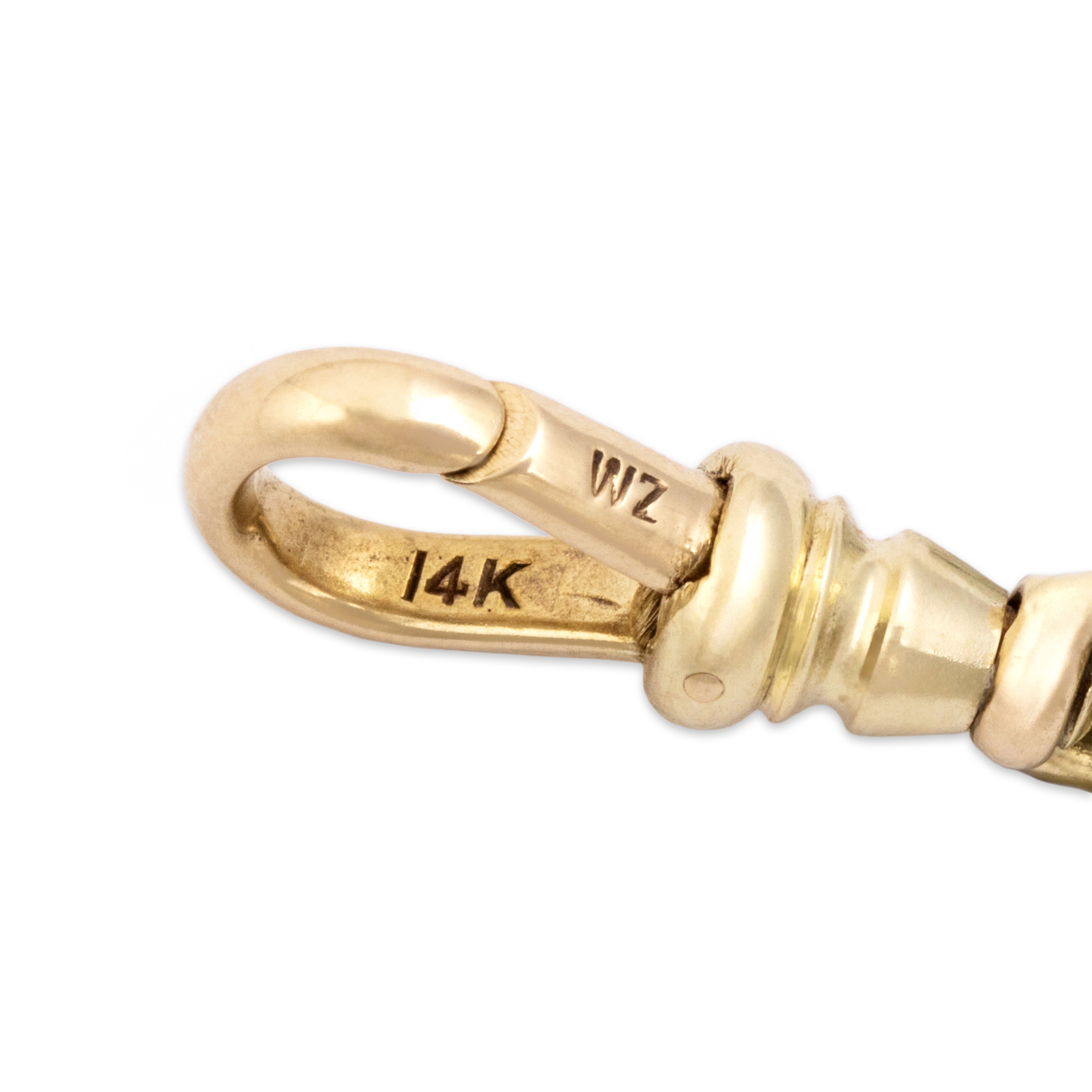 Antique 14k Yellow Gold Lovely Bar Link Dog Clip Clasp Watch Chain Bracelet - Hallmark view